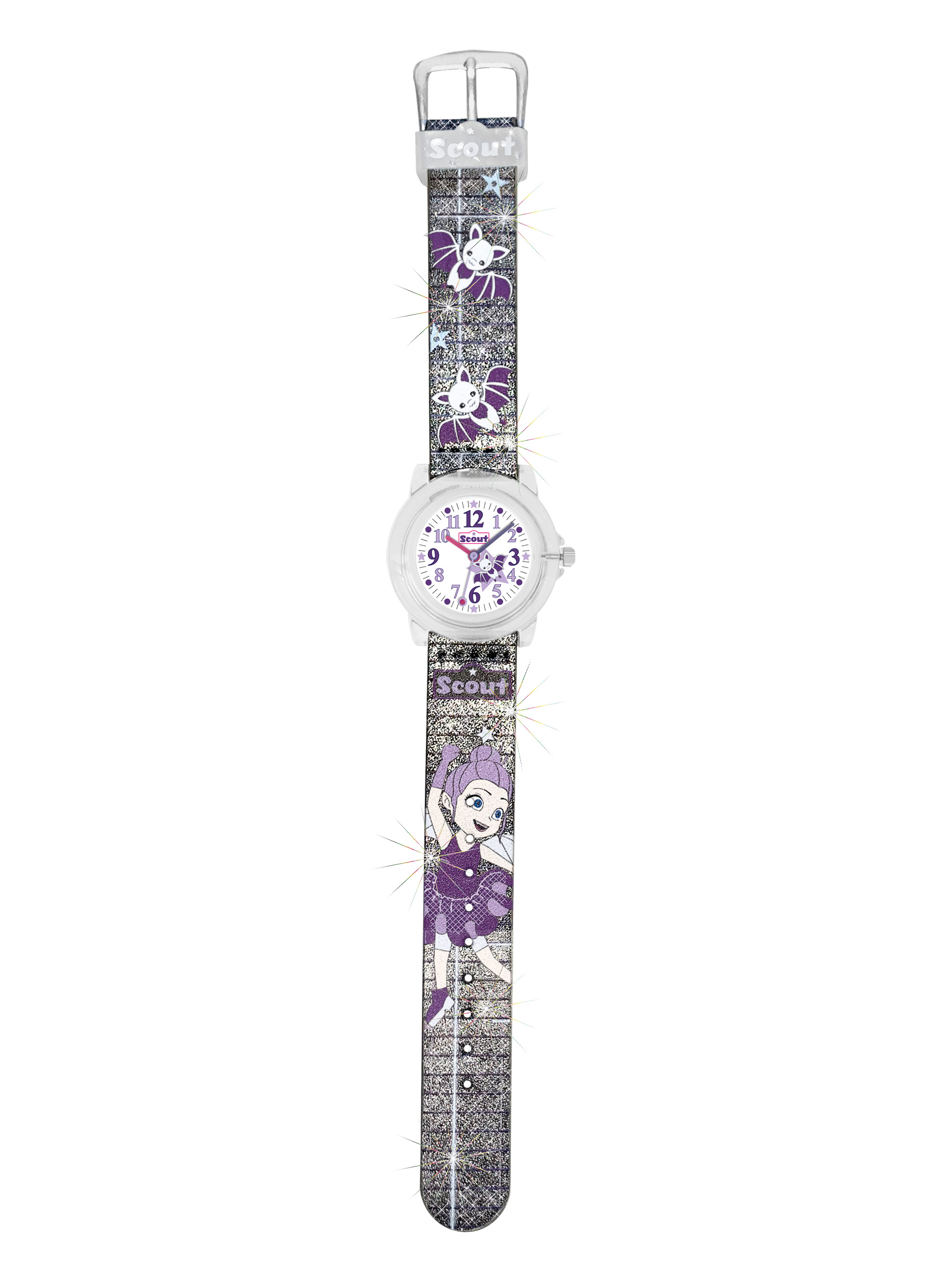 SCOUT Armbanduhr lila-pink-schwarz-silber