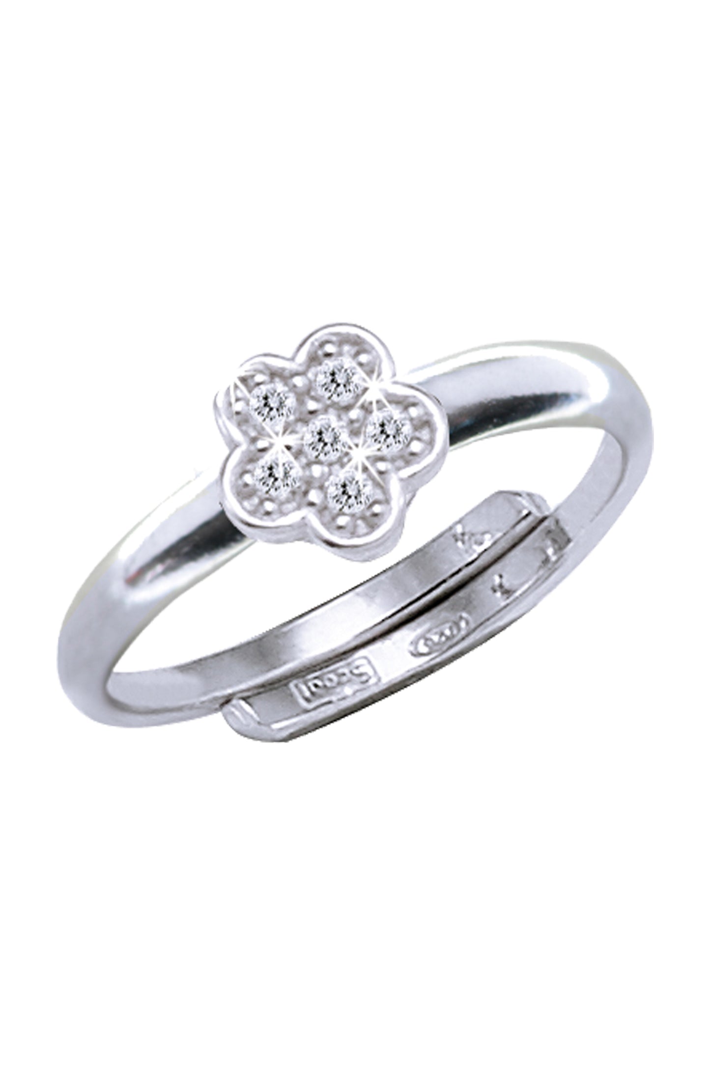 Scout Ring 925/- Sterling Silber rhodiniert Blume Zirkonia