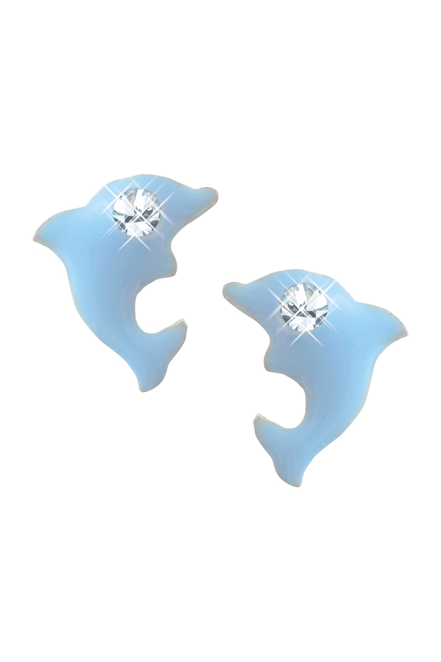 Scout Ohrstecker Silber 925 rhodiniert mit hellblauem Delfin-Motiv und funkelnden Steinen