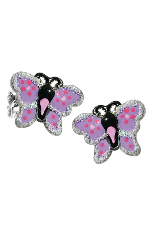 Scout Ohrstecker Silber 925 rhodiniert mit lila Schmetterling-Motiv