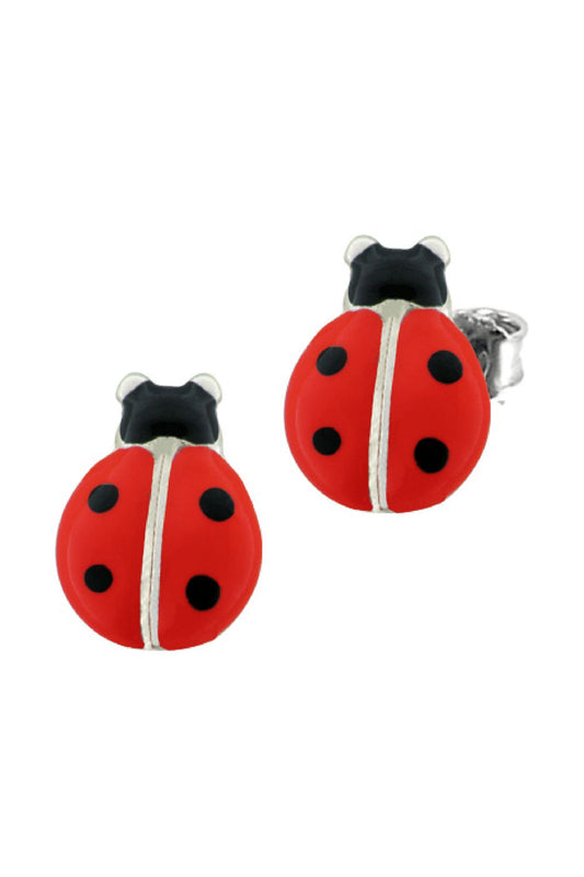 Scout Ohrstecker Silber 925 rhodiniert mit rot schwarzem Marienkäfer-Motiv
