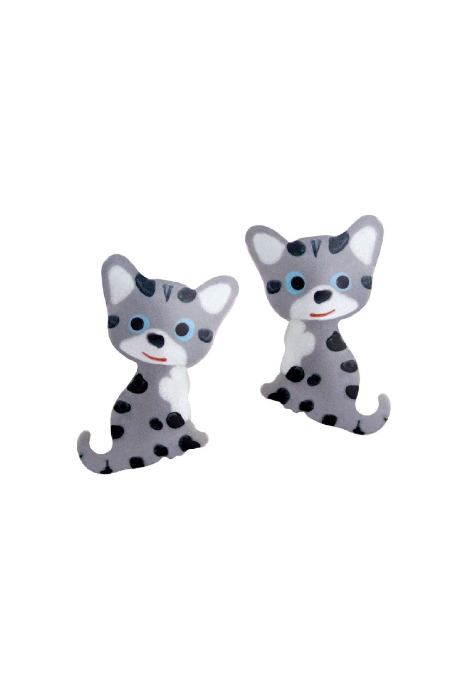 Scout Ohrstecker Silber 925 rhodiniert mit grau-schwarzem Katzen-Motiv