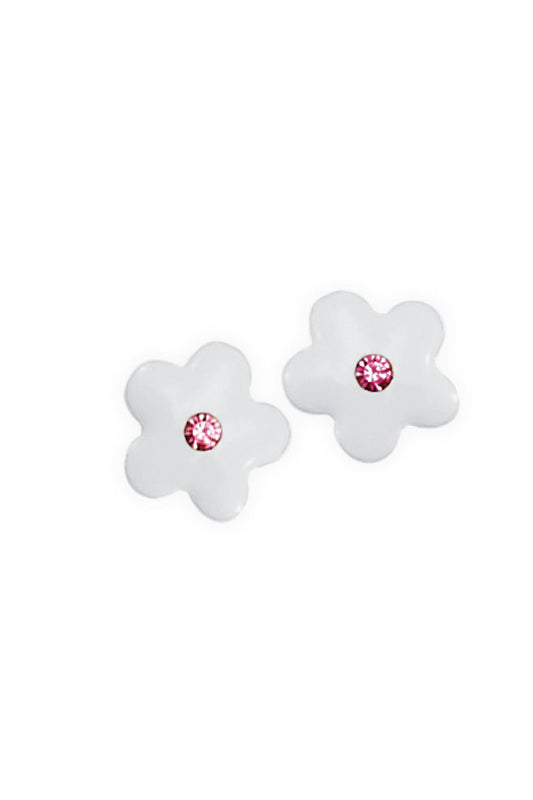Scout Ohrstecker 925/- Sterling Silber rhodiniert Blume weiß/pink Zirkonia