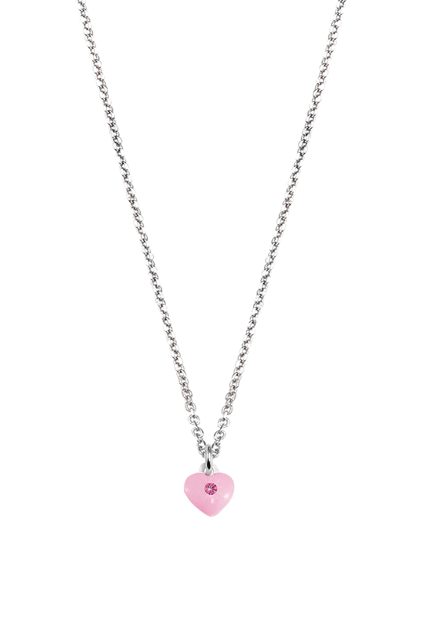 Scout Anhänger mit Kette 925/- Sterling Silber rhodiniert Herz rosa Kristall