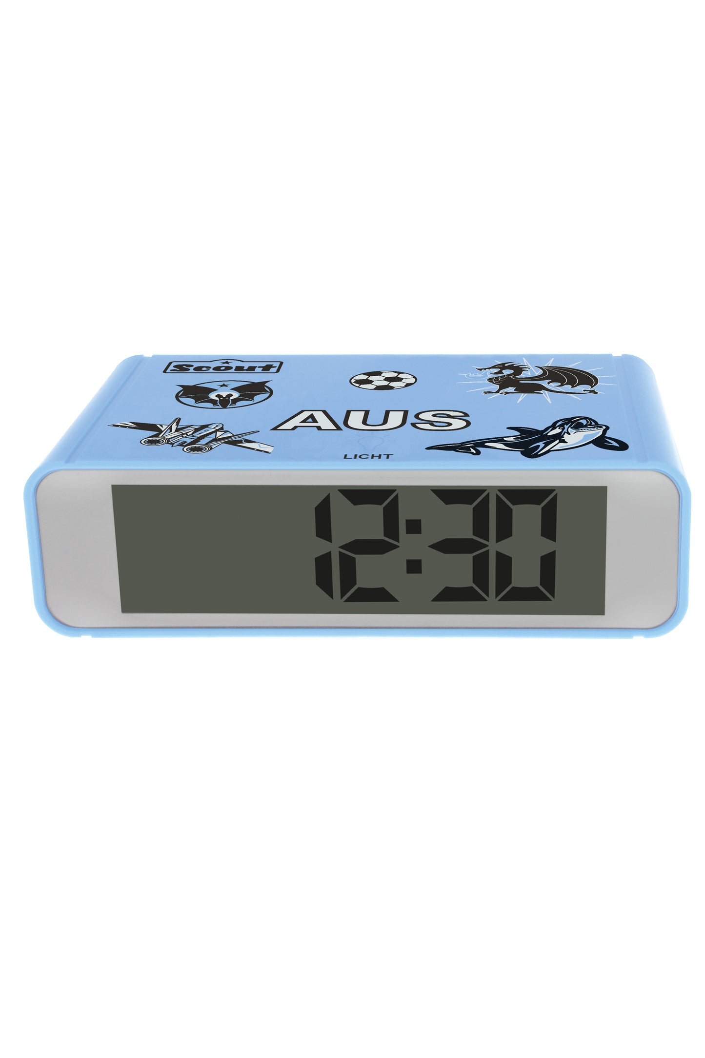 Scout Wecker digital "The Digi Clock" mit blauem Gehäuse und beleuchteter Anzeige