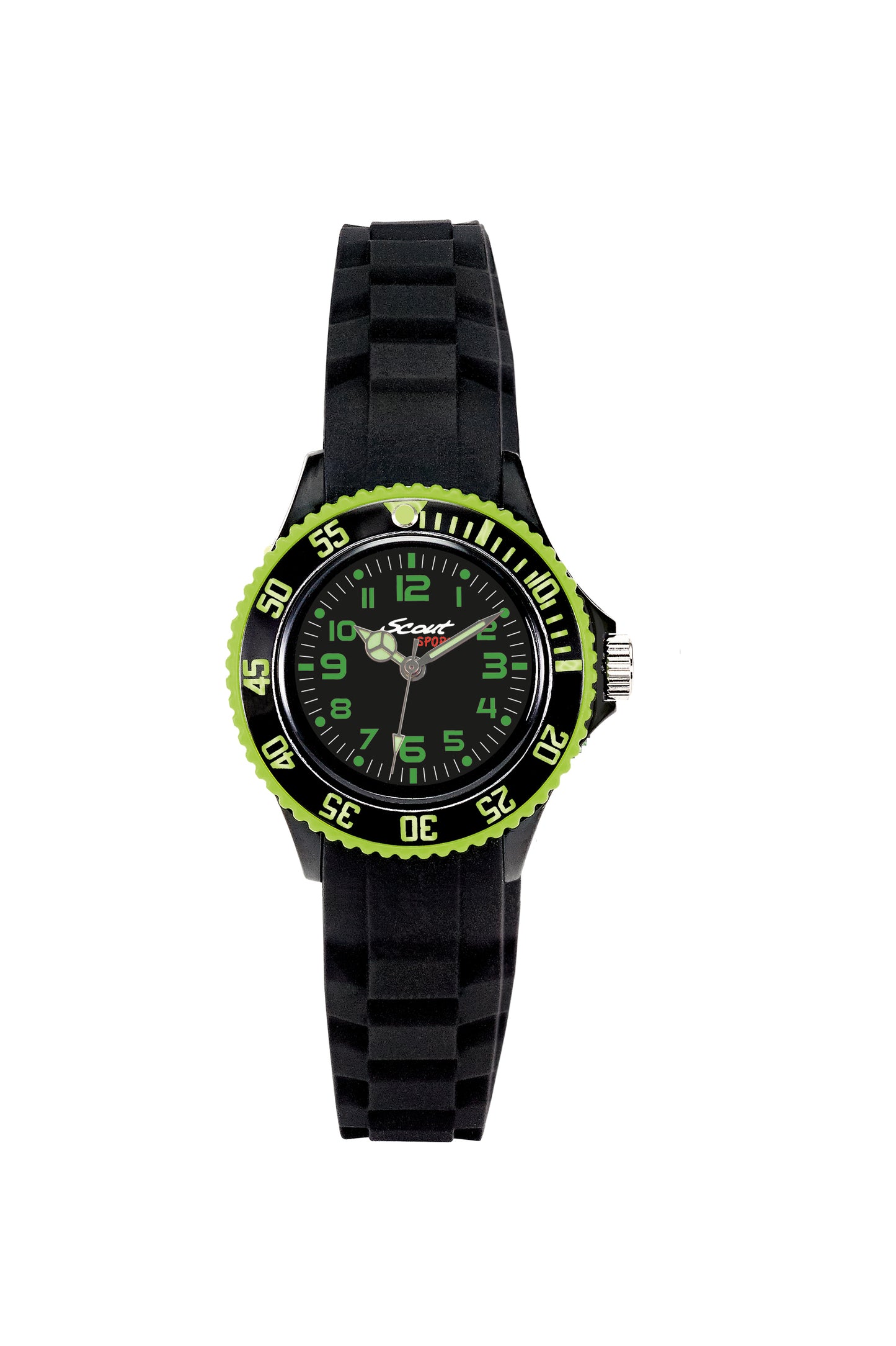Scout Kinderuhr analog aus der Serie "The Scout" mit schwarzem Silikonband und Quarzwerk, wasserdicht bis 5bar