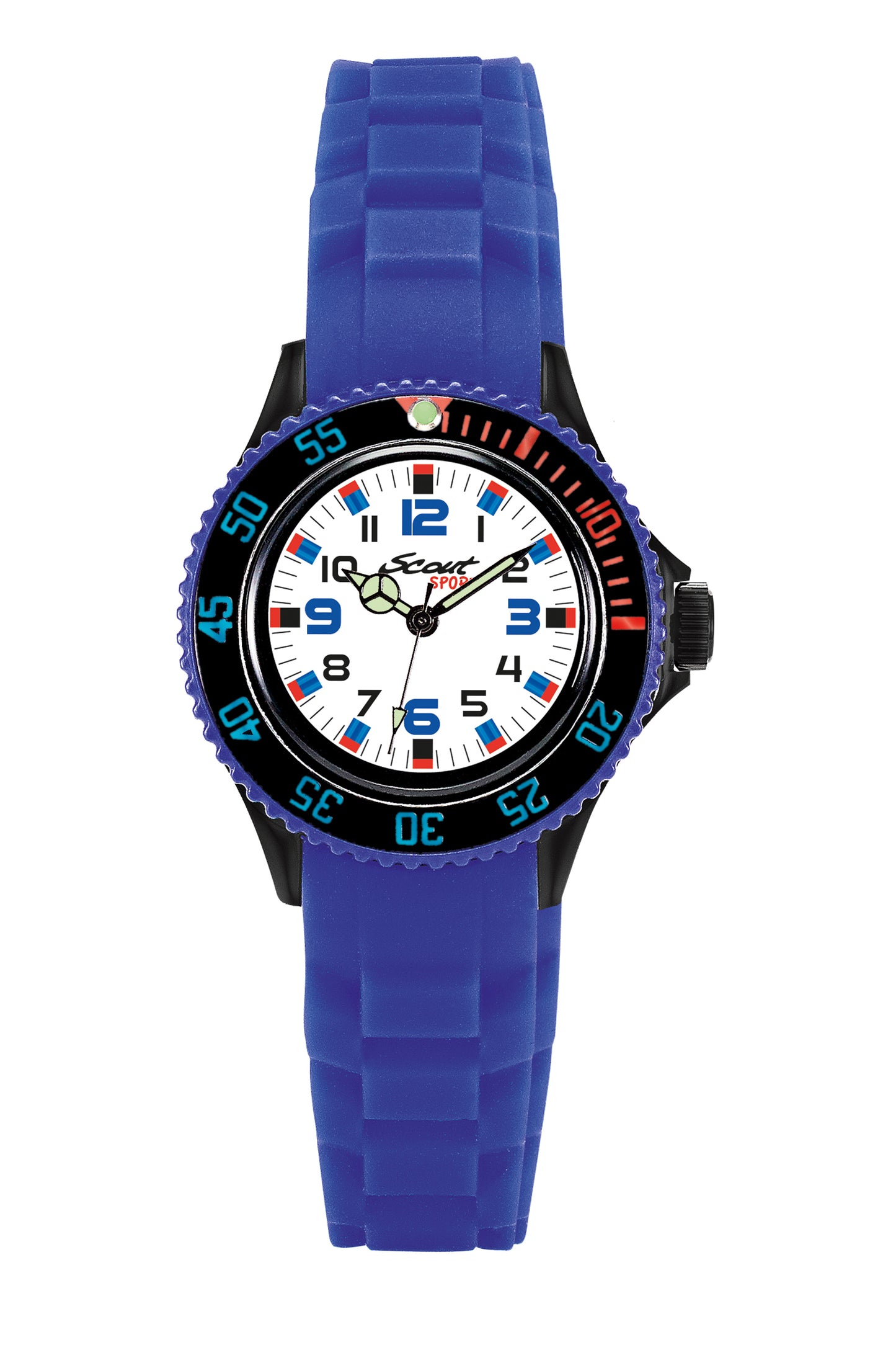 Scout Kinderuhr analog aus der Serie "The Scout" mit blauem Silikonband und Quarzwerk, wasserdicht bis 5bar