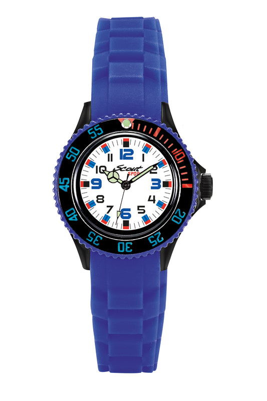 Scout Kinderuhr analog aus der Serie "The Scout" mit blauem Silikonband und Quarzwerk, wasserdicht bis 5bar