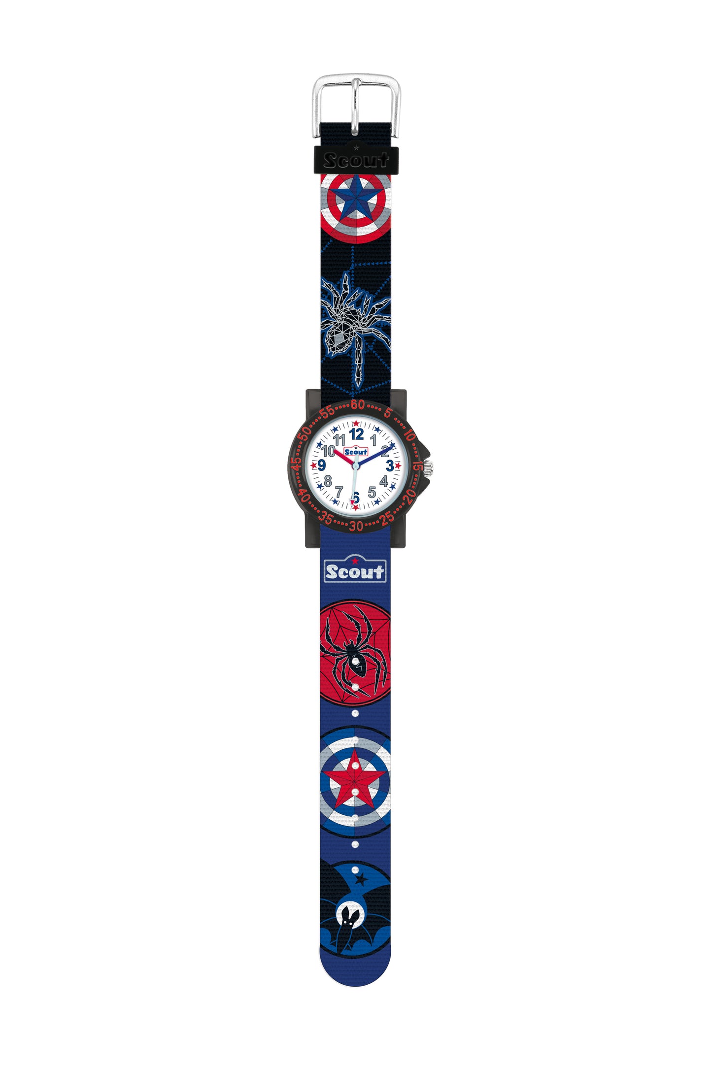 Scout Kinderuhr Serie The It-Collection matt Fledermaus/Spinne blau/schwarz