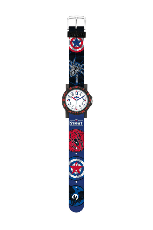 Scout Kinderuhr Serie The It-Collection matt Fledermaus/Spinne blau/schwarz