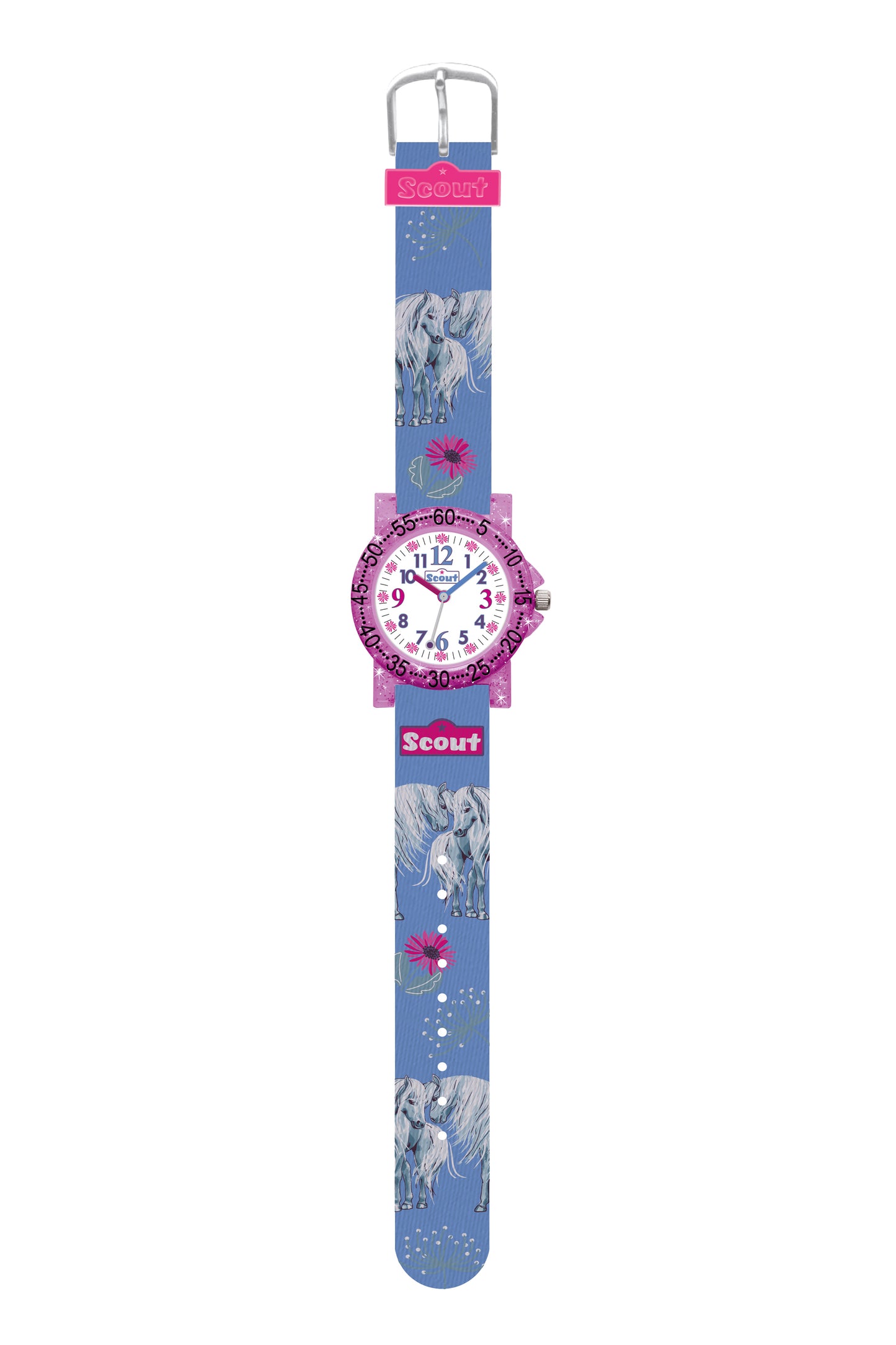 Scout Kinderuhr Serie The It-Collection Glitter Pferde/Blumen hellblau