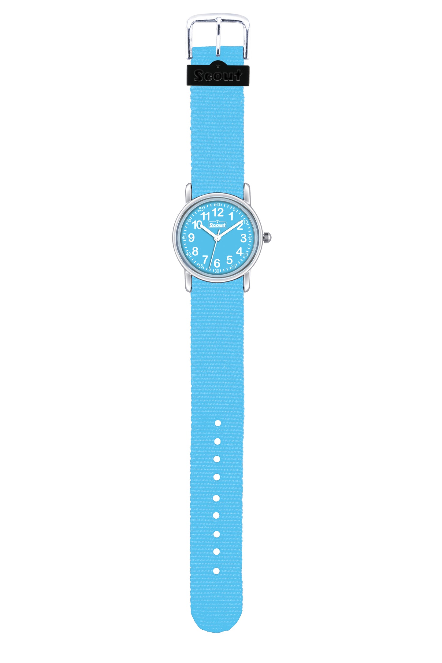 Scout Kinderuhr analog aus der Serie "Start up" mit hellblauem Textilband und Quarzwerk, wasserdicht bis 5bar