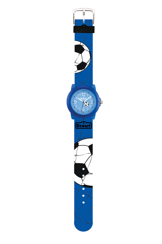 Scout Kinderuhr Serie Crystal Fussball blau