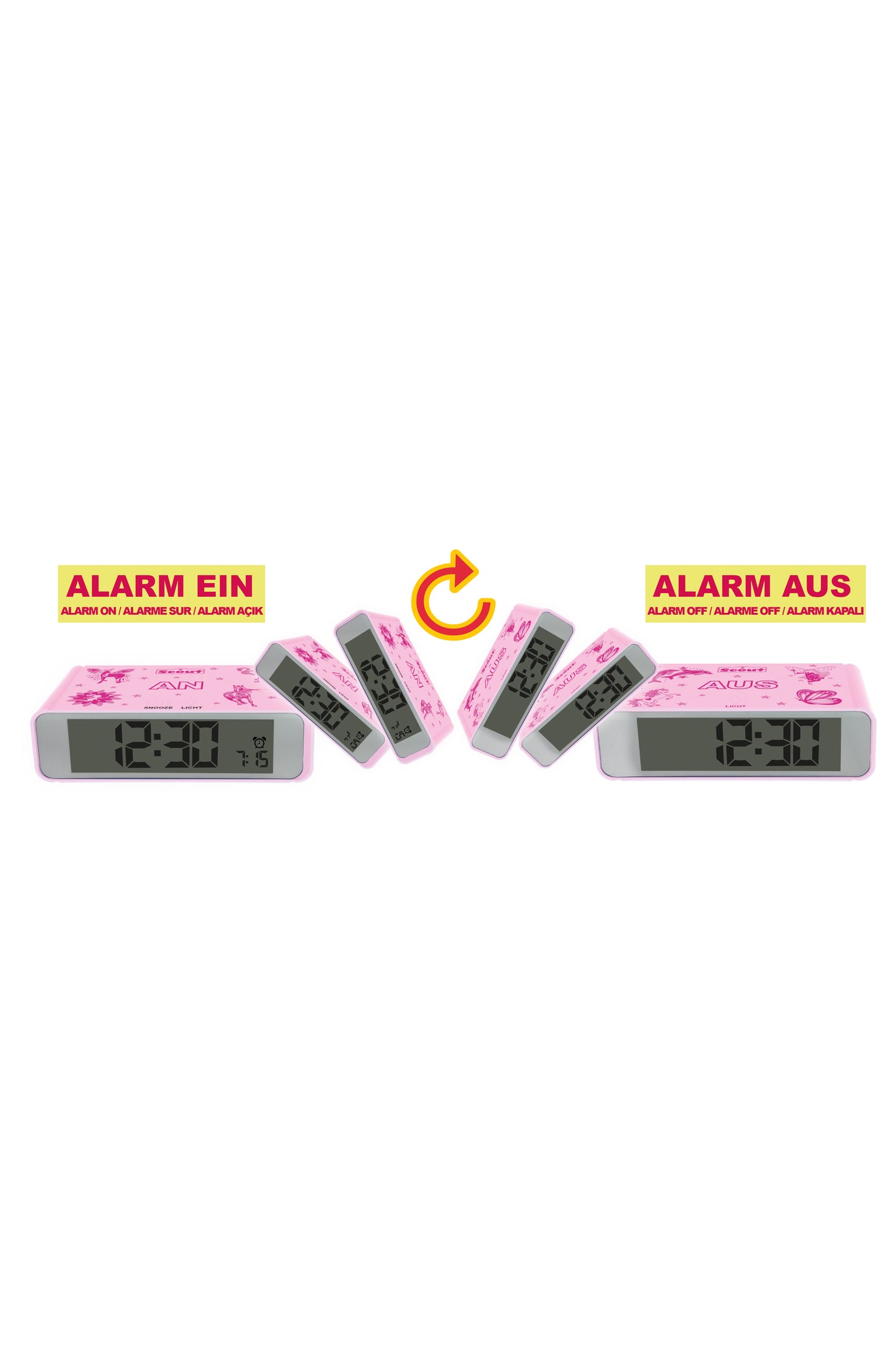 Scout Wecker digital "The Digi Clock" mit rosa pinkem Gehäuse und beleuchteter Anzeige