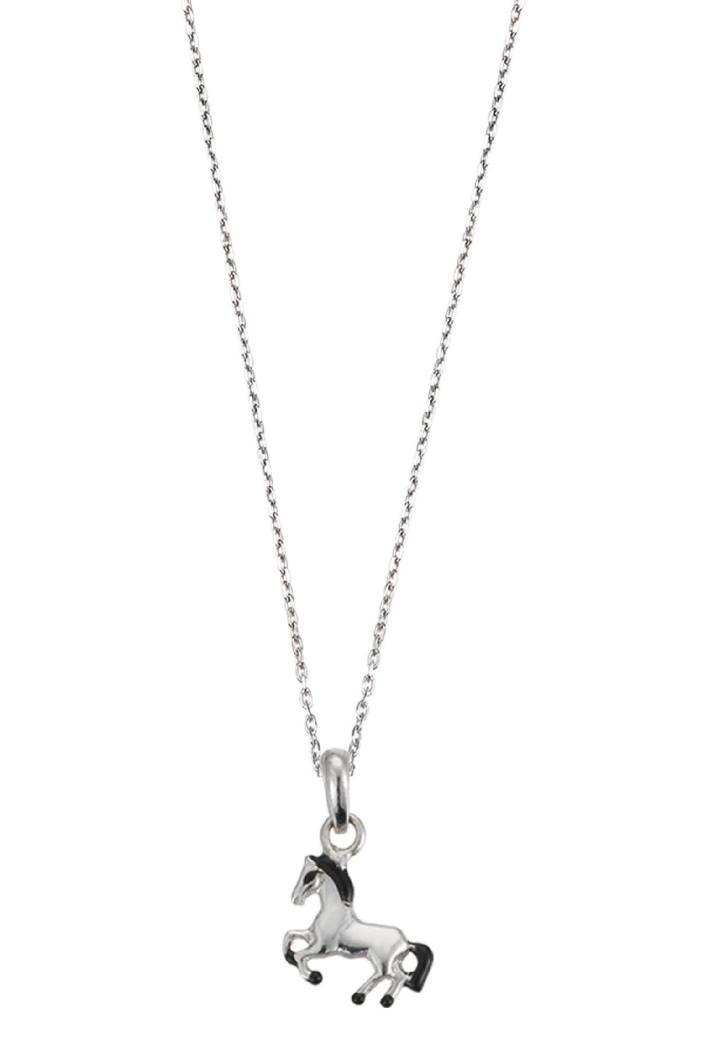 Scout Anhänger mit Kette 925/- Sterling Silber rhodiniert Pferd silber/schwarz