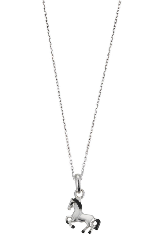 Scout Anhänger mit Kette 925/- Sterling Silber rhodiniert Pferd silber/schwarz