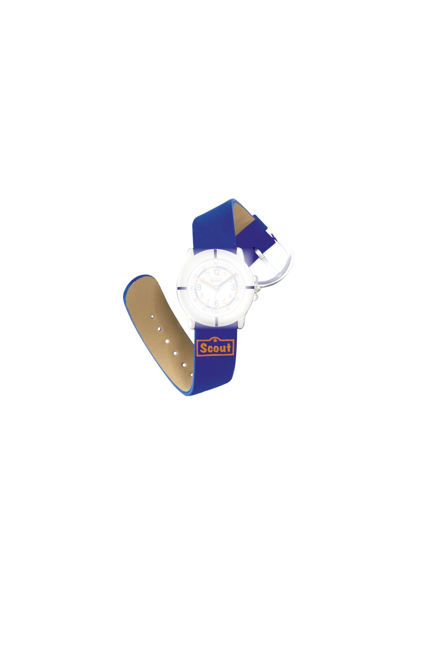 Scout Kunstlederband blau orangenes Scout-Logo