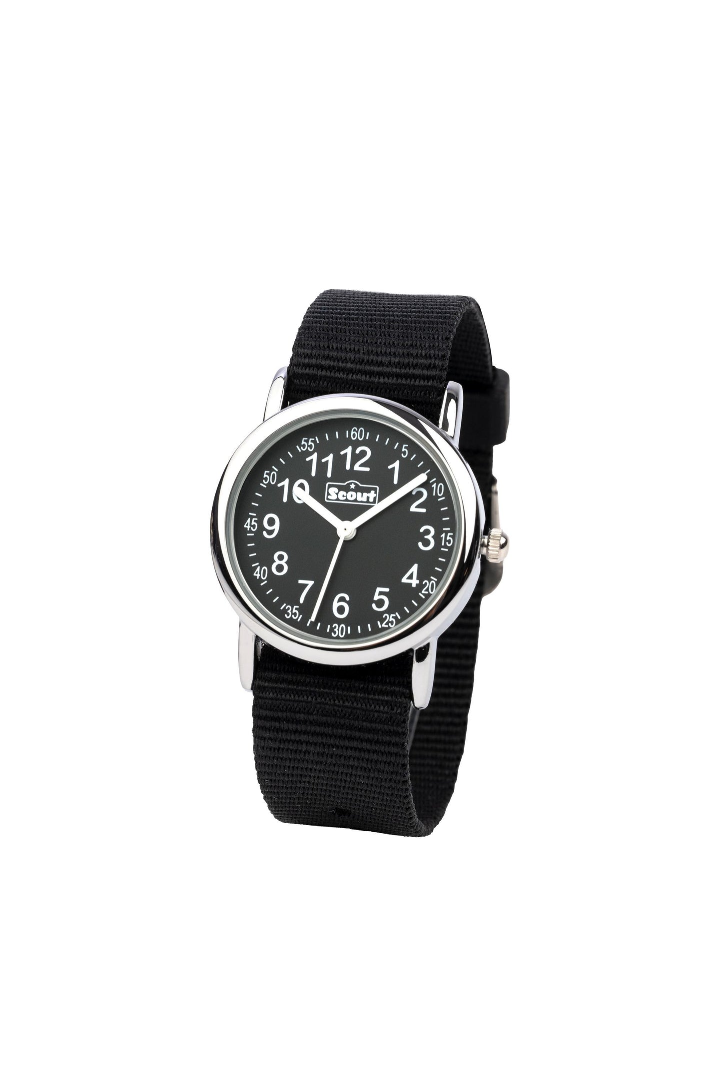 Scout Kinderuhr analog aus der Serie "Start up" mit schwarzem Textilband und Quarzwerk, wasserdicht bis 5bar