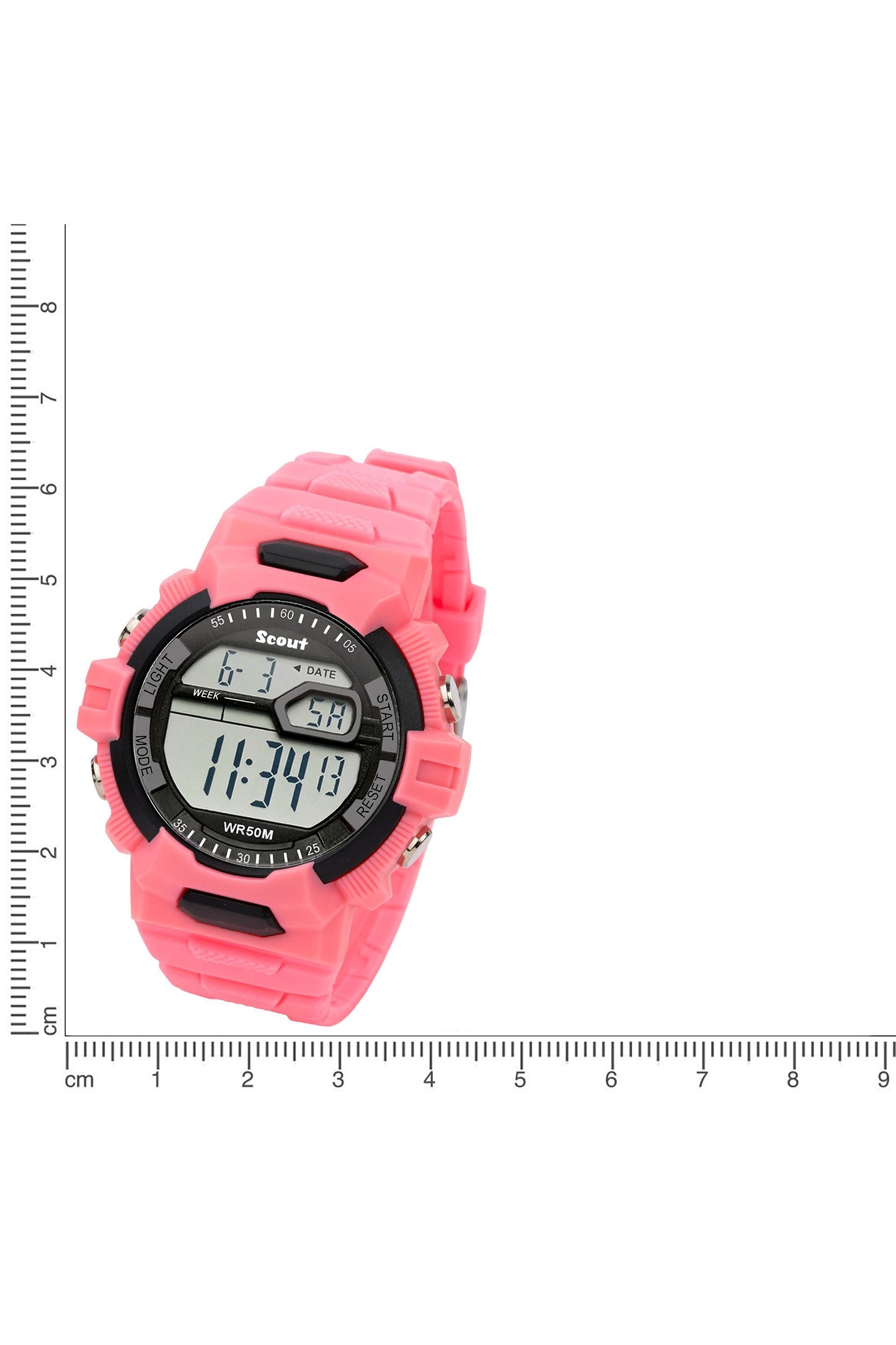 Scout Kinderuhr digital aus der Serie "The Digi" mit rosanem Kunststoffband, Datumsanzeige und Stoppuhr