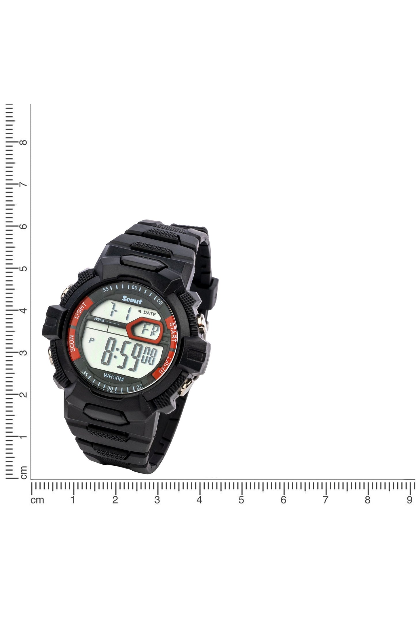 Scout Kinderuhr digital aus der Serie "The Digi" mit schwarzem Kunststoffband, Datumsanzeige und Stoppuhr