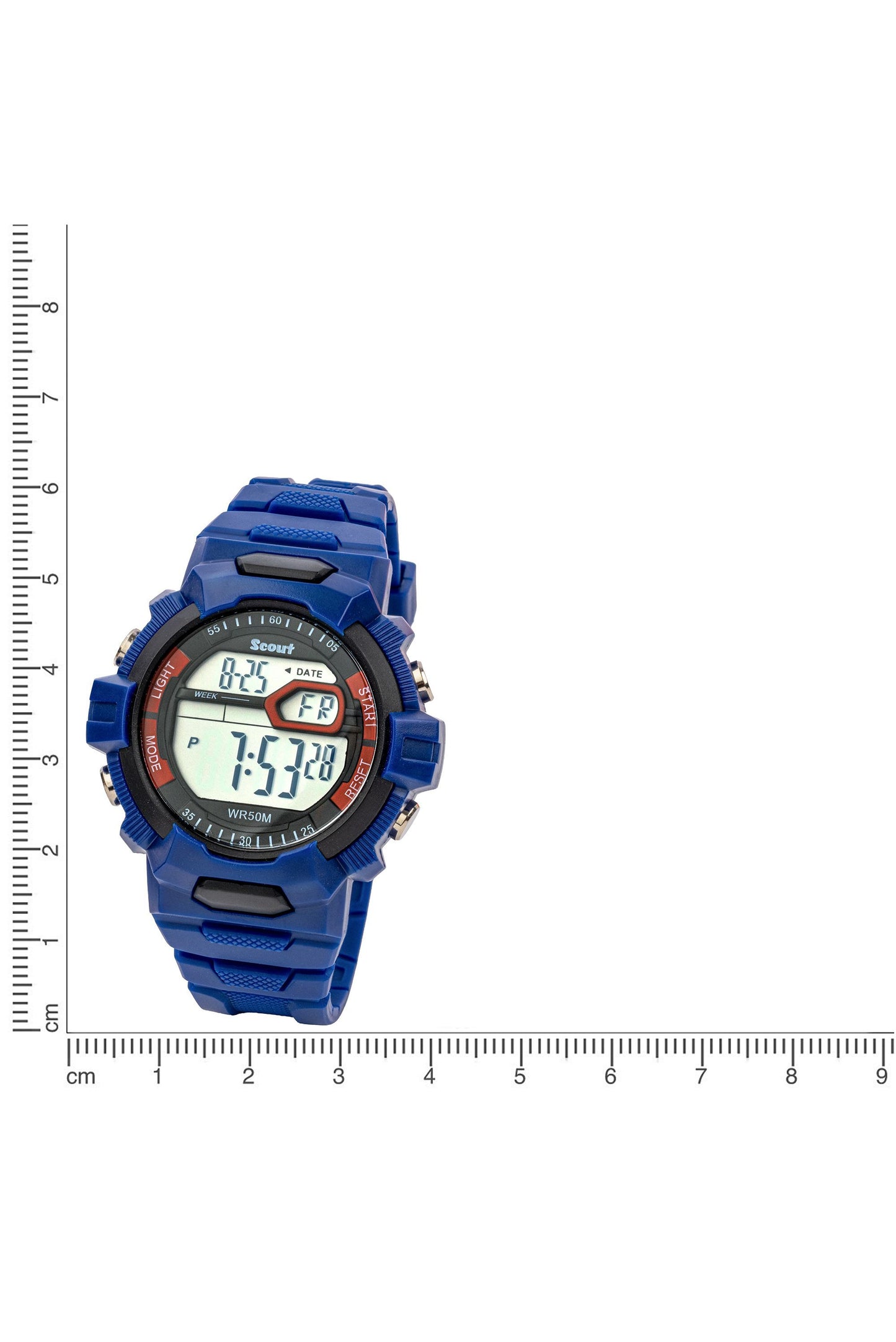 Scout Kinderuhr digital aus der Serie "The Digi" mit blauem Kunststoffband, Datumsanzeige und Stoppuhr