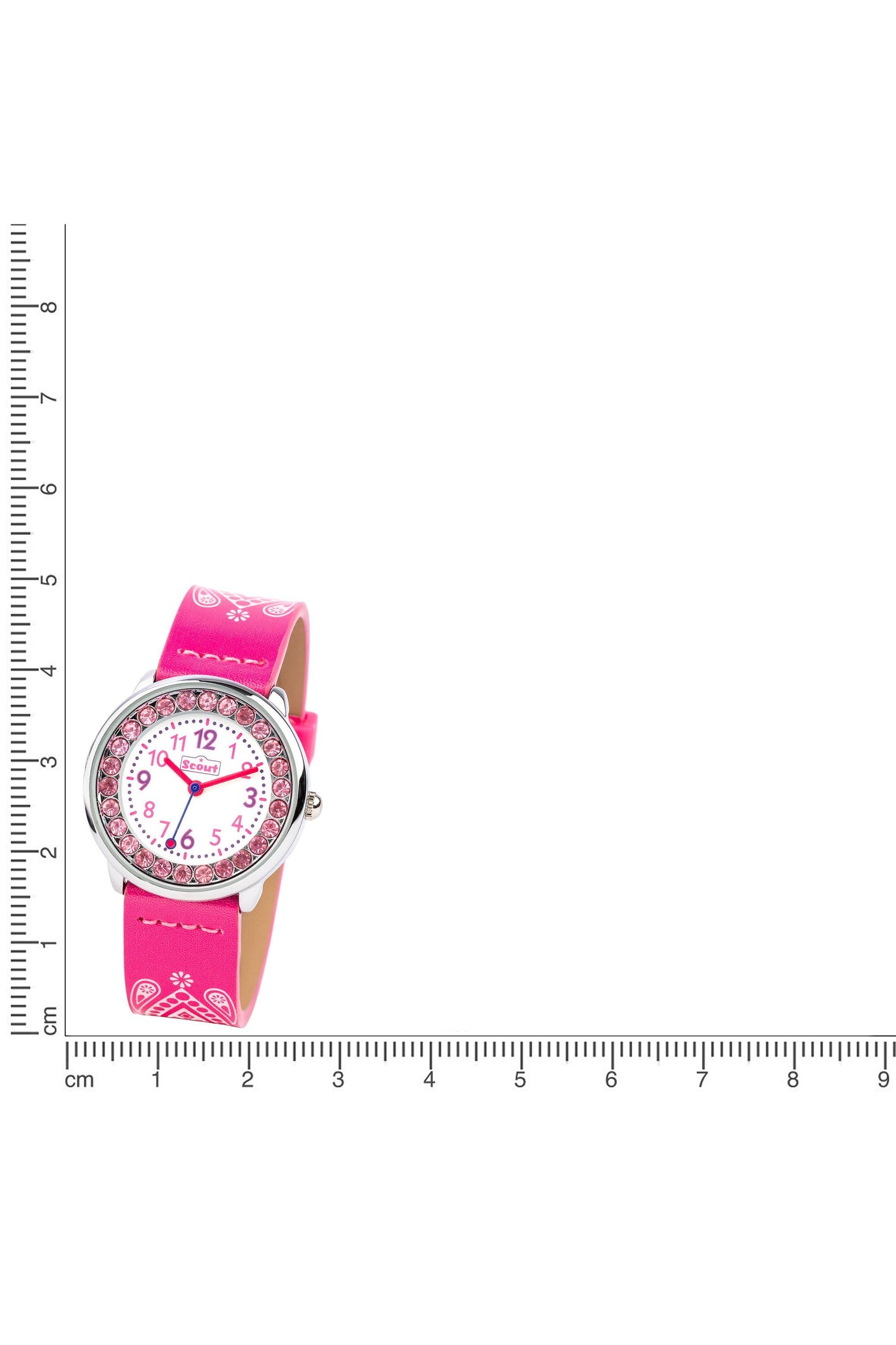 Scout Kinderuhr analog aus der Serie "The Darling Collection" mit pinkem Kunstlederband, Mandala-Motiv und Glitzersteinen