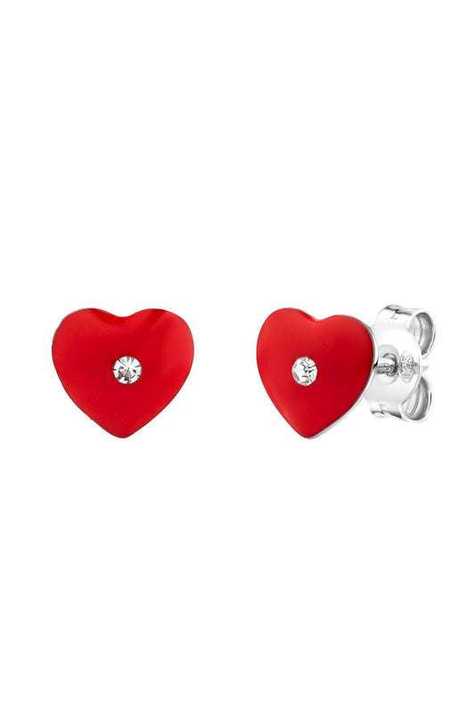 Scout Ohrstecker 925/- Sterling Silber rhodiniert Herz rot Zirkonia