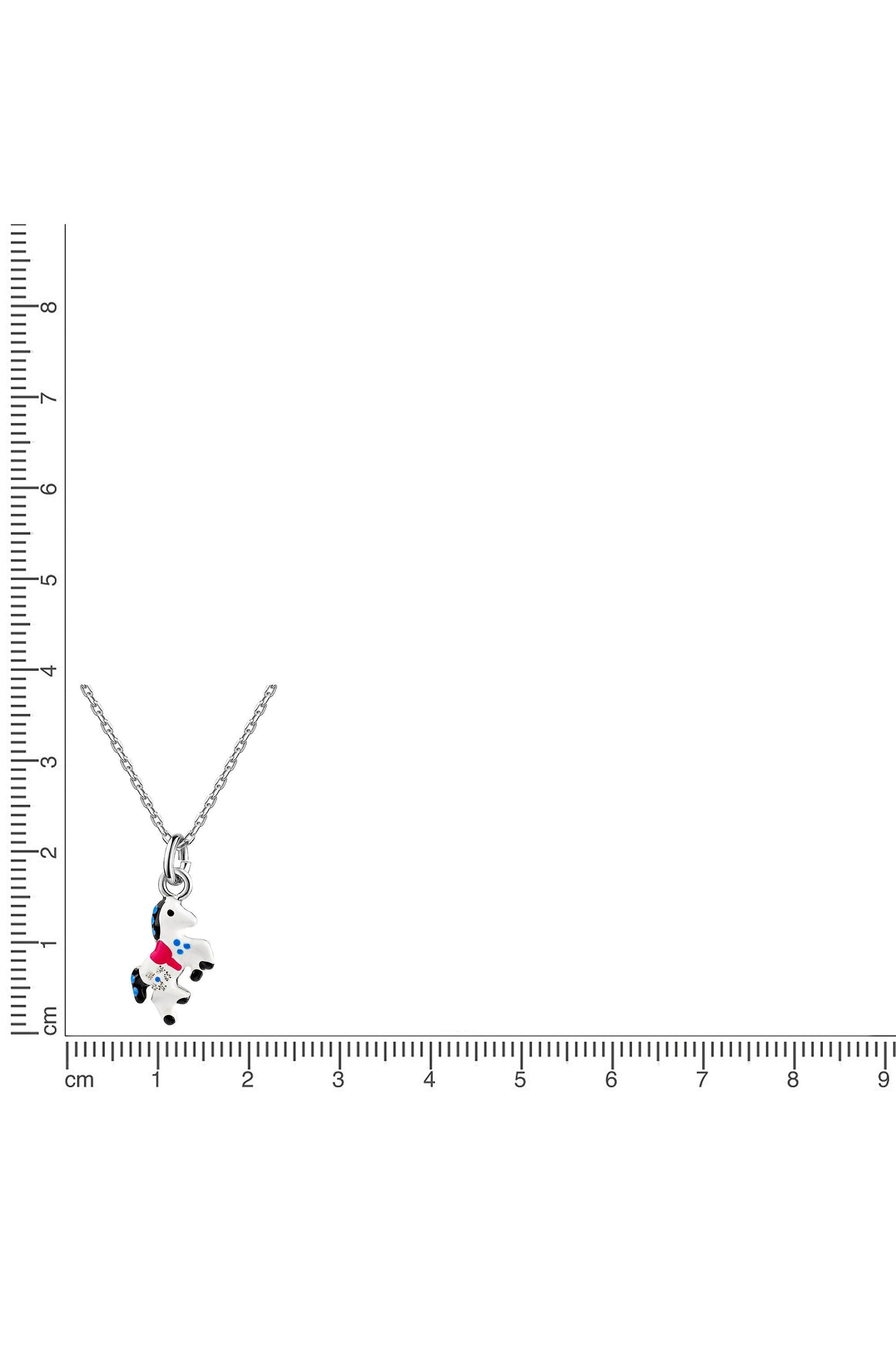 Scout Anhänger mit Kette 925/- Sterling Silber rhodiniert Pferd weiß/schwarz