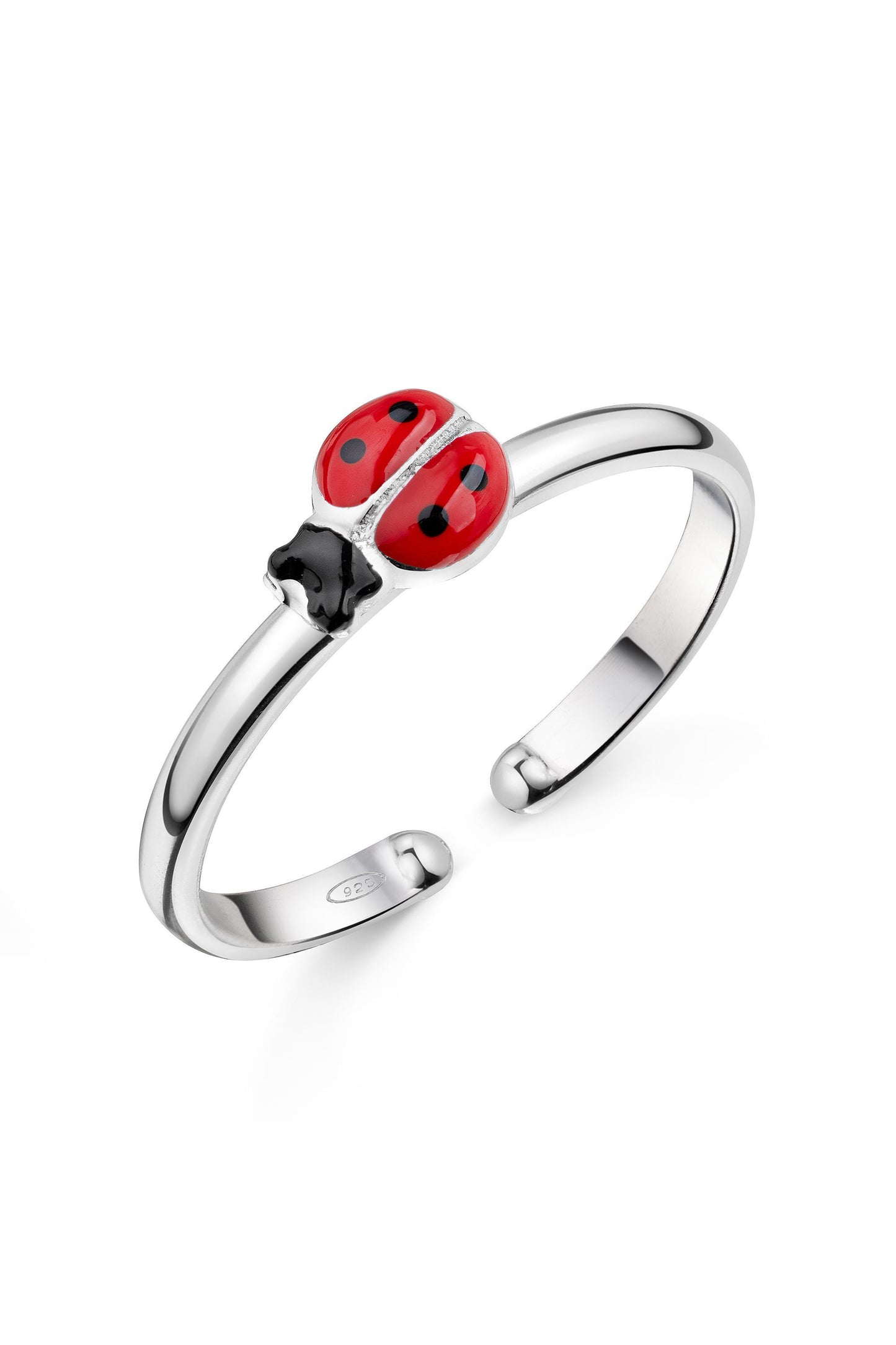 Rhodinierter Scout Ring mit Marienkäfer aus 925 Sterling Silber