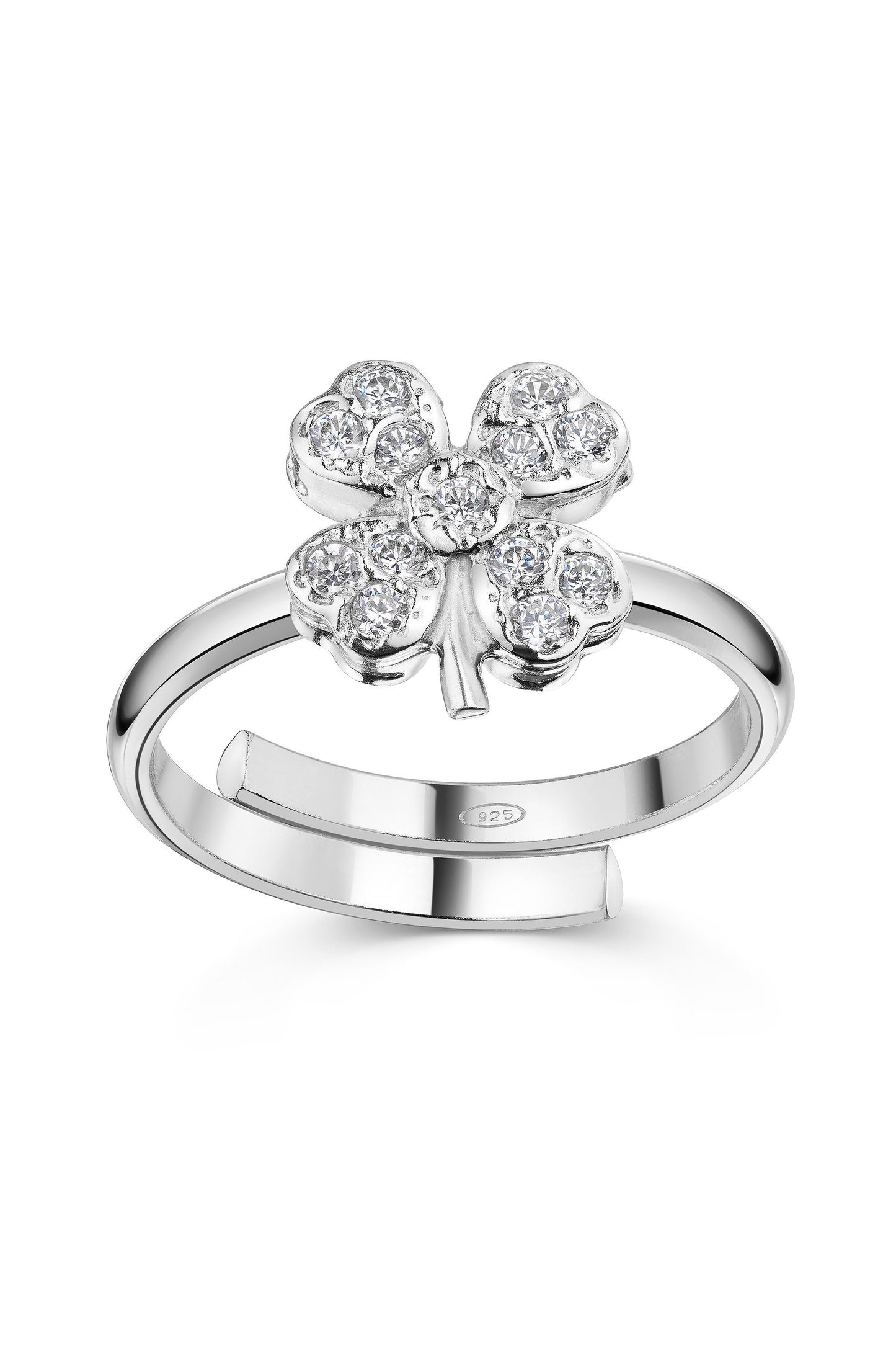 Scout Ring mit Kleeblatt Motiv und Zirkonia aus 925 Sterling Silber rhodiniert