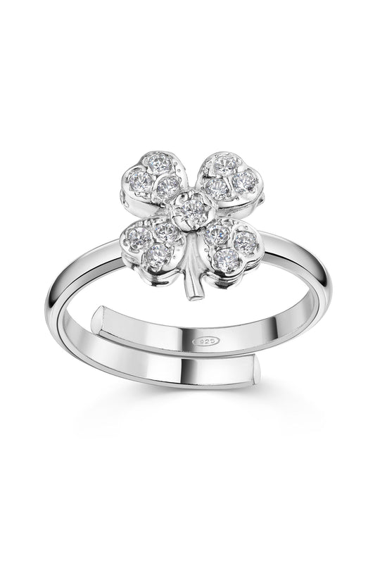 Scout Ring 925/- Sterling Silber rhodiniert Kleeblatt Zirkonia