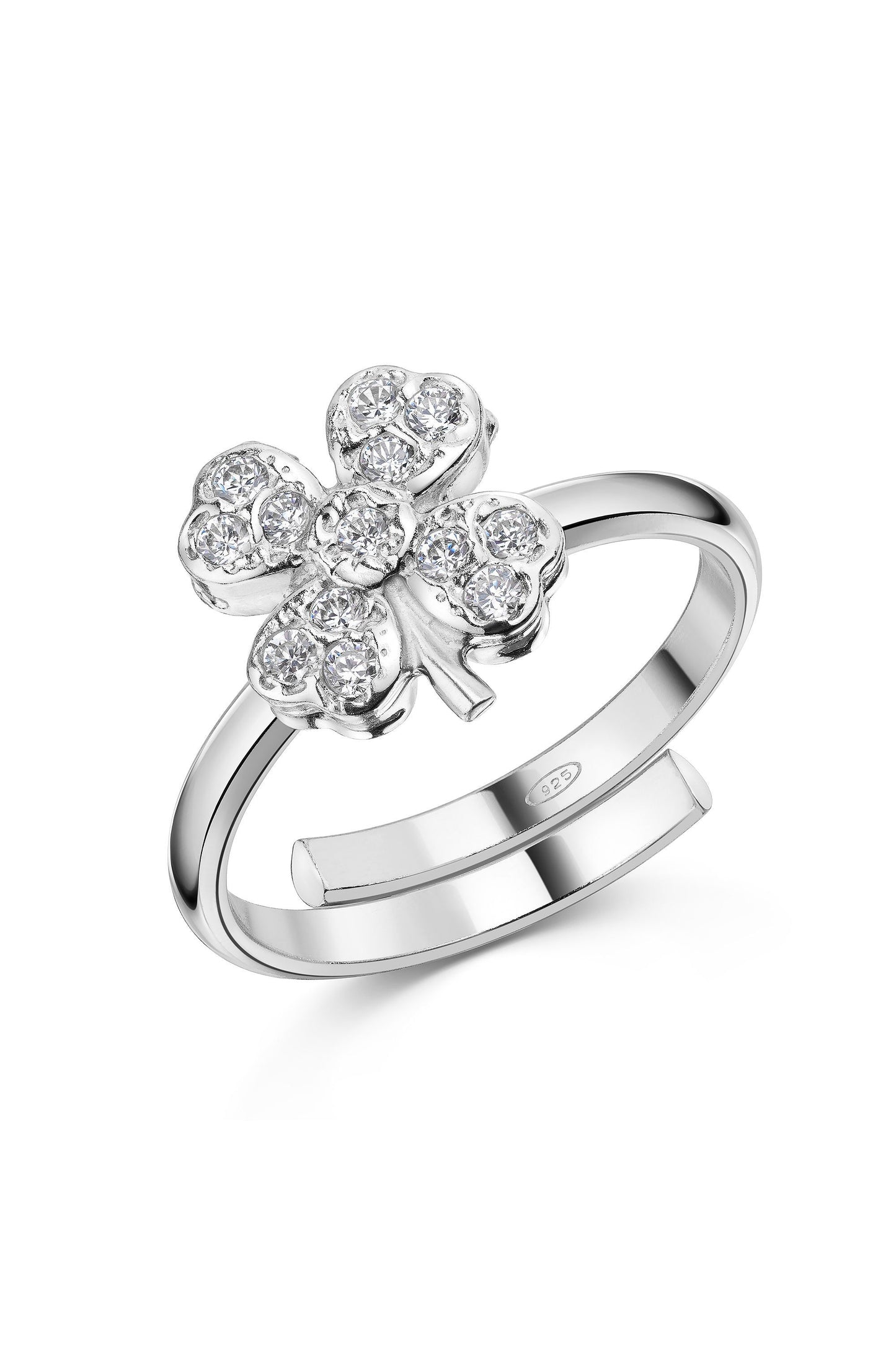 Kinder Ring mit Kleeblatt Motiv aus 925 Sterling Silber von Scout mit Zirkonia