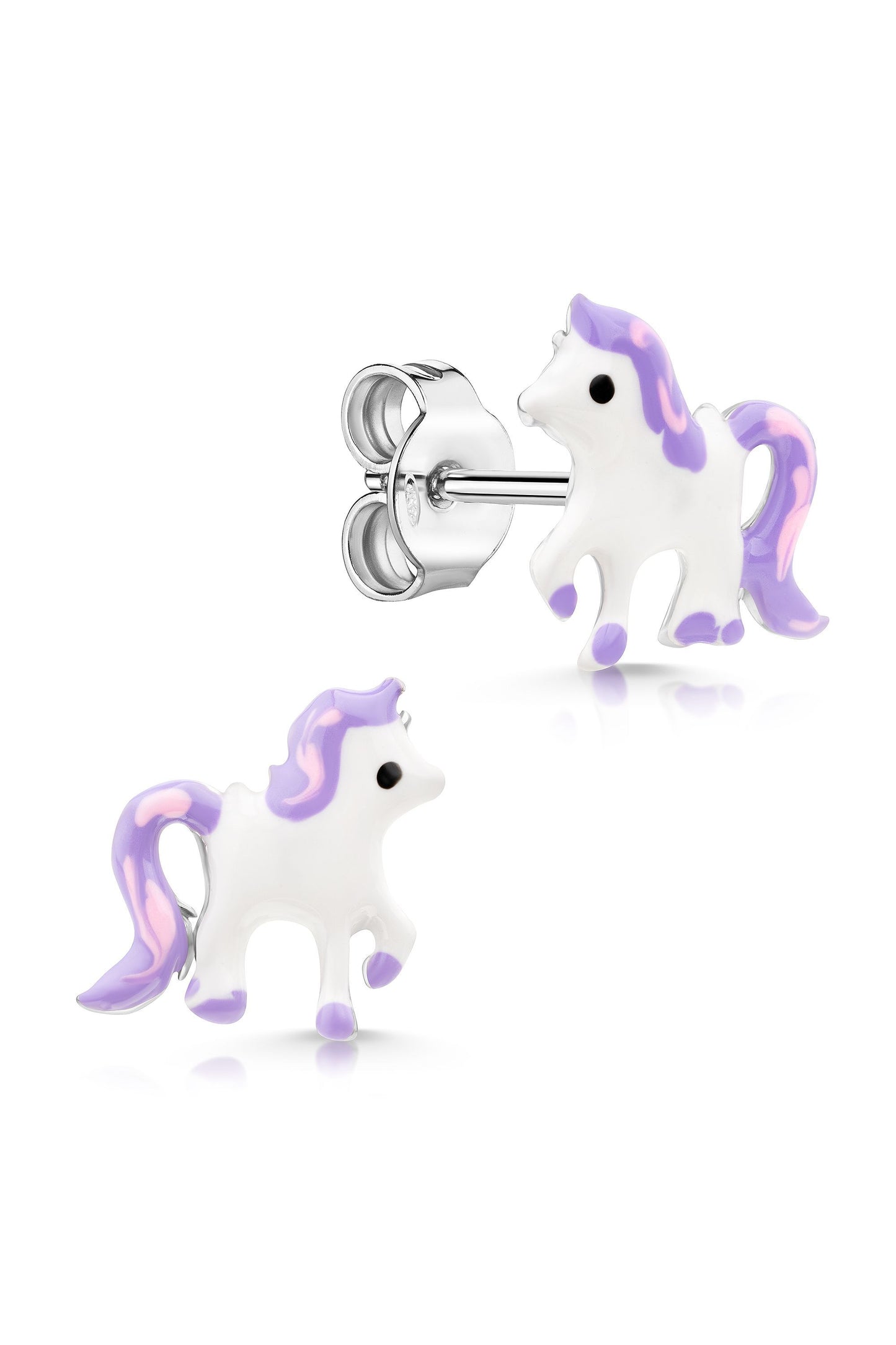 Scout Ohrstecker mit Einhorn Motiv in Lila und Pink aus 925 Sterling Silber rhodiniert