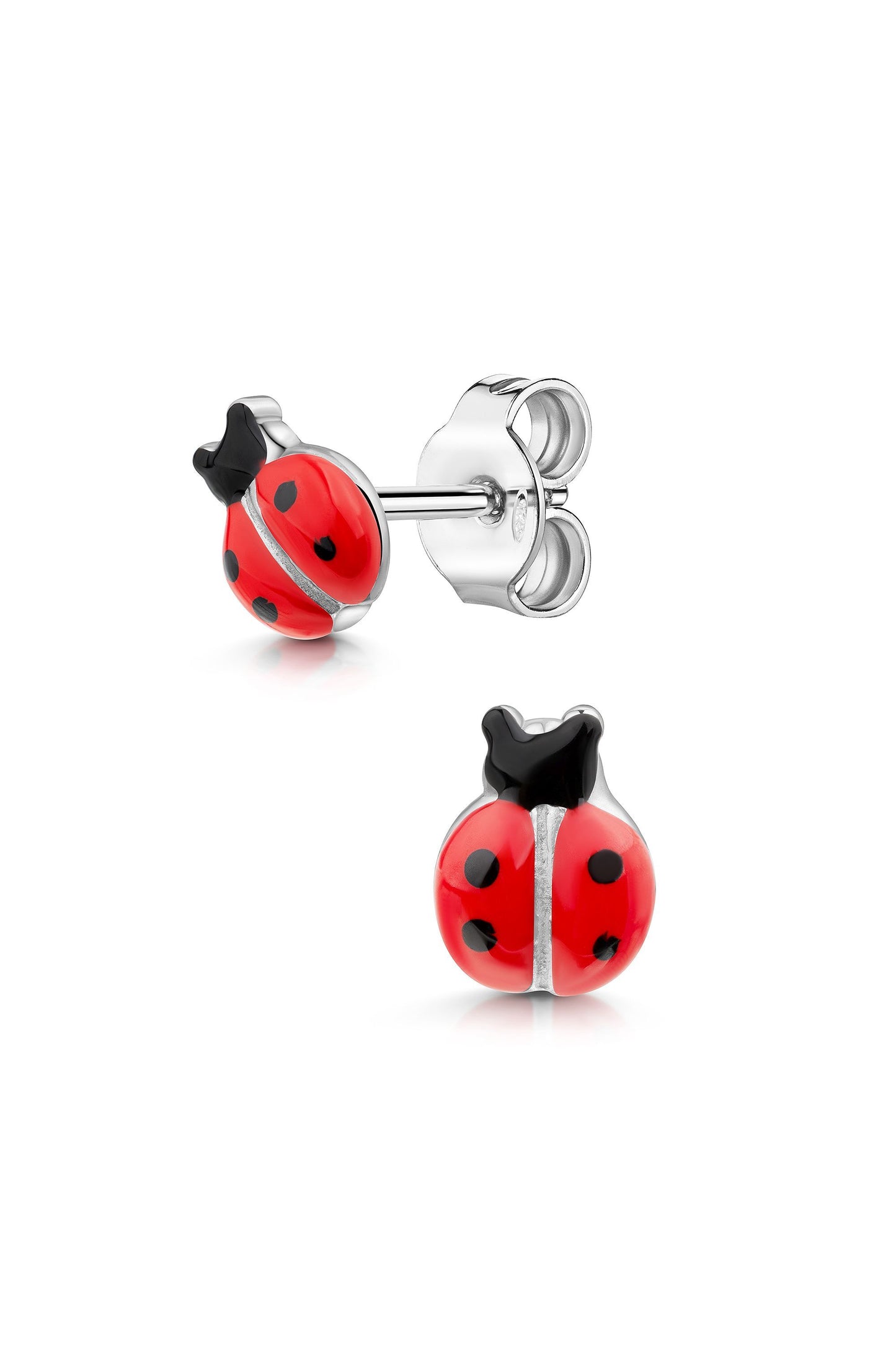 Scout Ohrstecker mit rot-schwarzem Marienkäfer Motiv aus 925 Sterling Silber rhodiniert