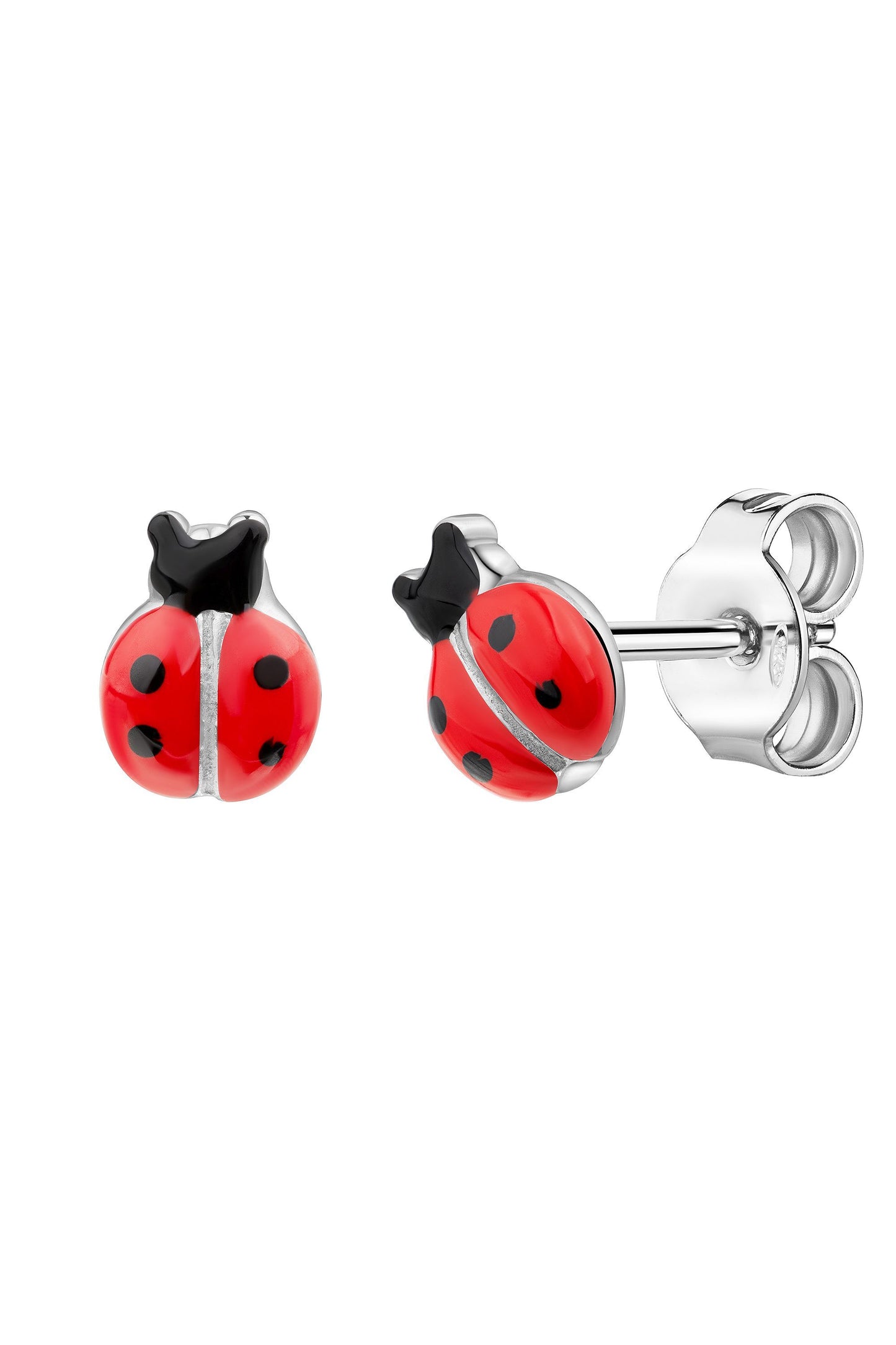 Rhodinierte Scout Ohrringe mit Marienkäfer Motiv in Rot und Schwarz aus 925 Sterling Silber