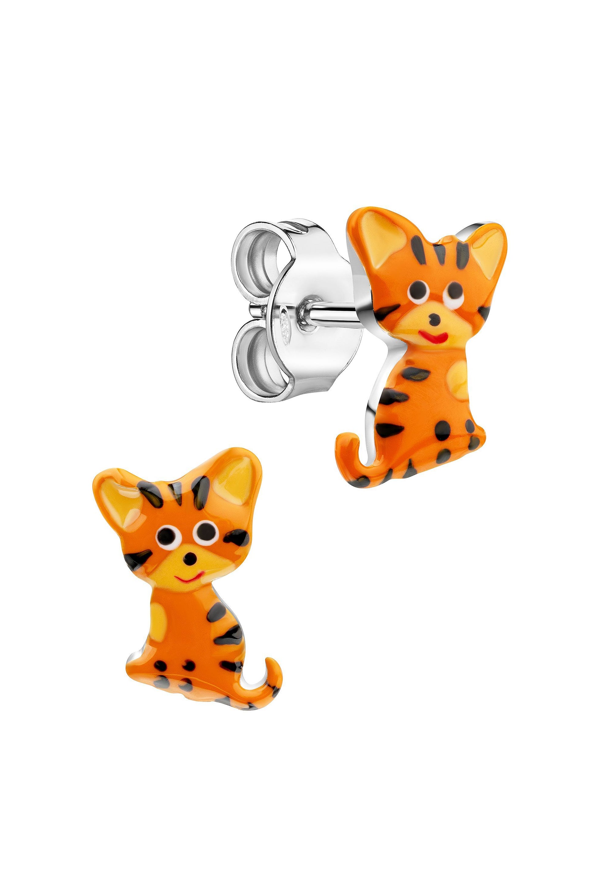 Rhodinierte Scout Ohrringe mit Tiger Motiv aus 925 Sterling Silber