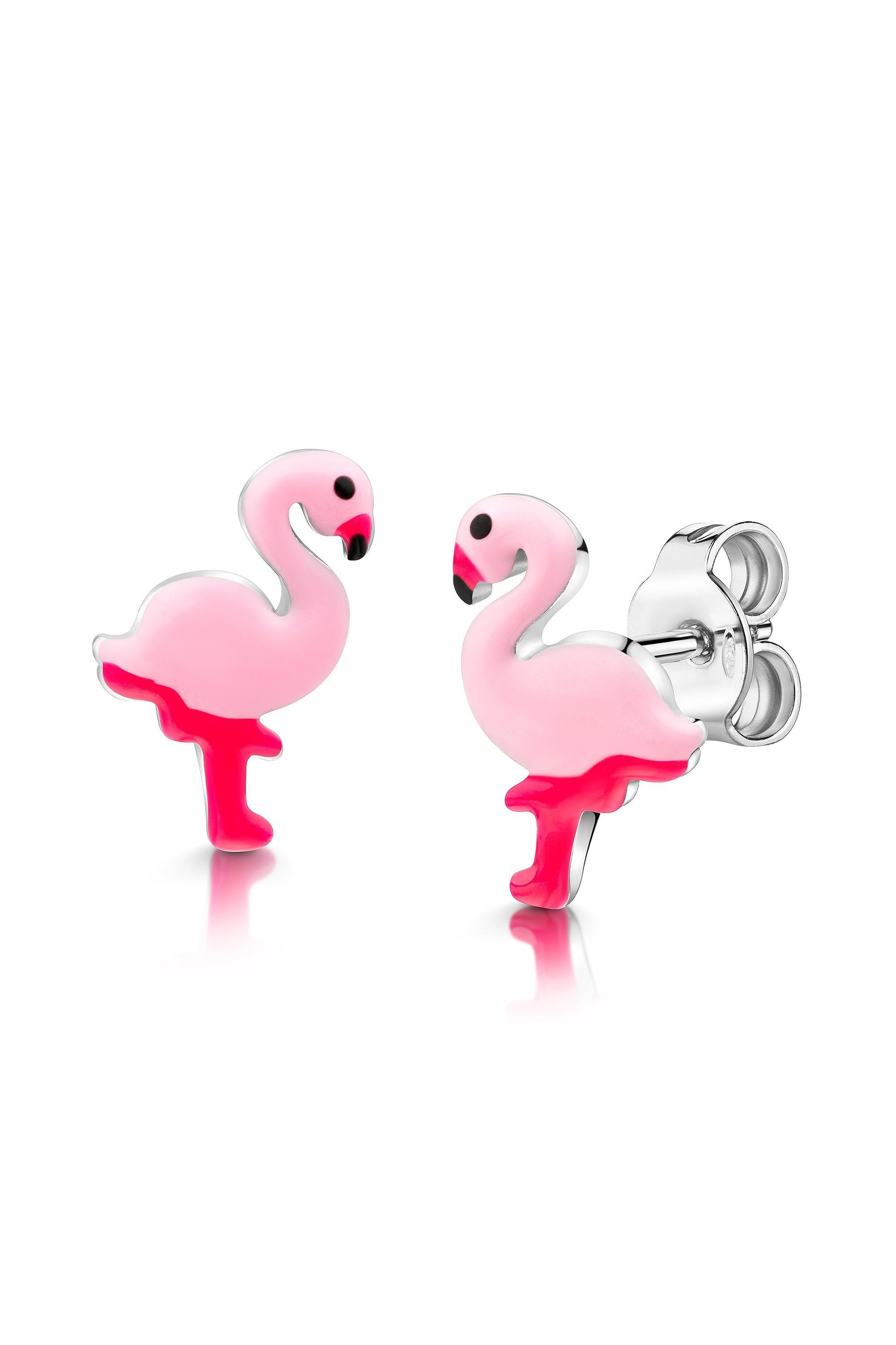 Scout Ohrstecker mit pinkem Flamingo Motiv aus 925 Sterling Silber rhodiniert