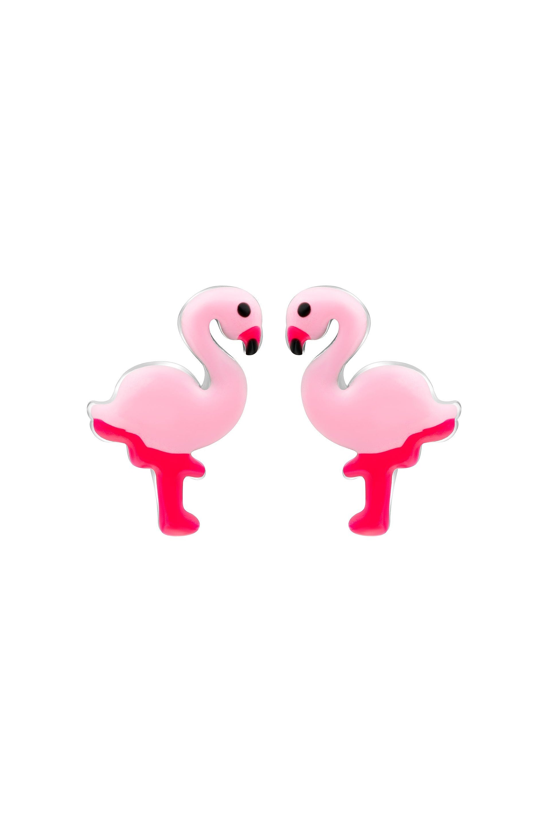 Rhodinierte Scout Ohrringe mit Flamingo Motiv in Pink aus 925 Sterling Silber