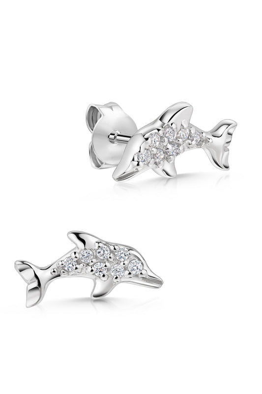 Scout Ohrstecker 925/- Sterling Silber rhodiniert Delfine Zirkonia