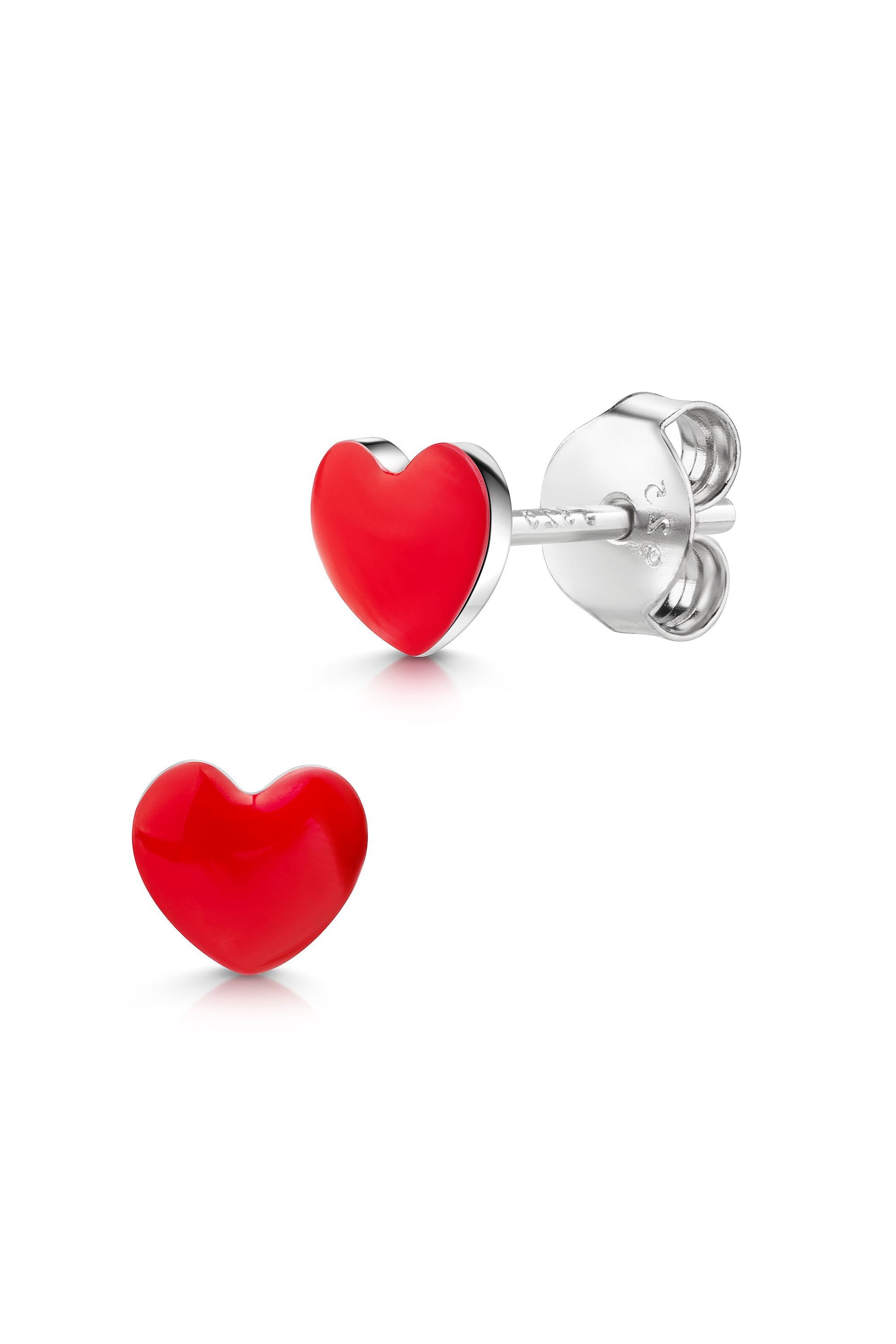 Scout Ohrstecker mit rotem Herz Motiv aus 925 Sterling Silber rhodiniert