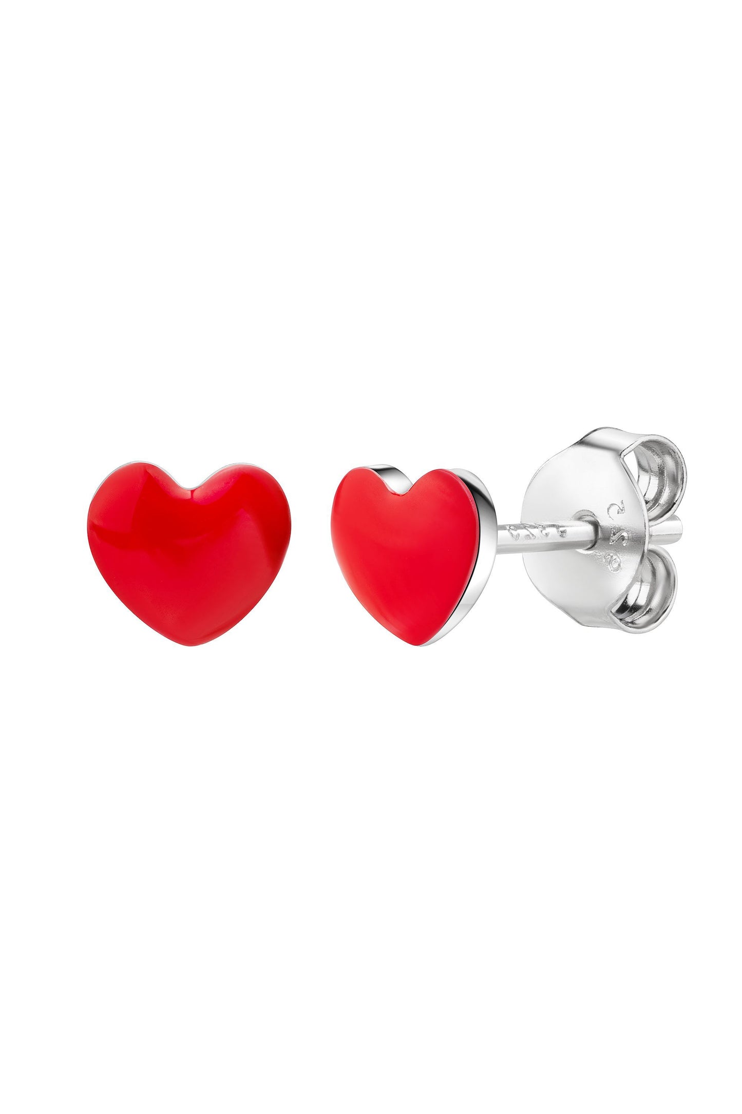 Rhodinierte Scout Ohrringe mit rotem Herz aus 925 Sterling Silber