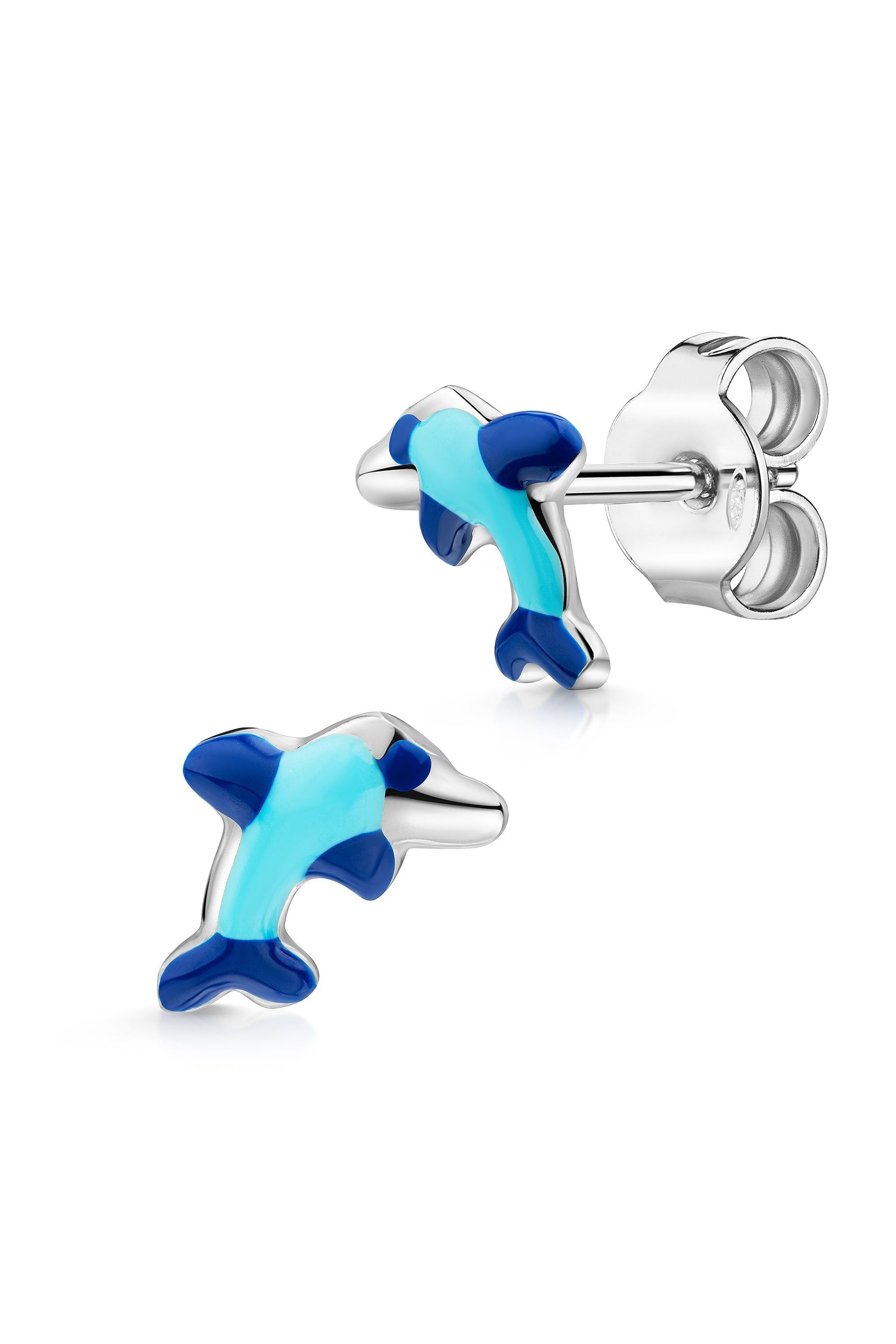 Scout Ohrstecker Delfin aus 925 Sterling Silber rhodiniert in Blau