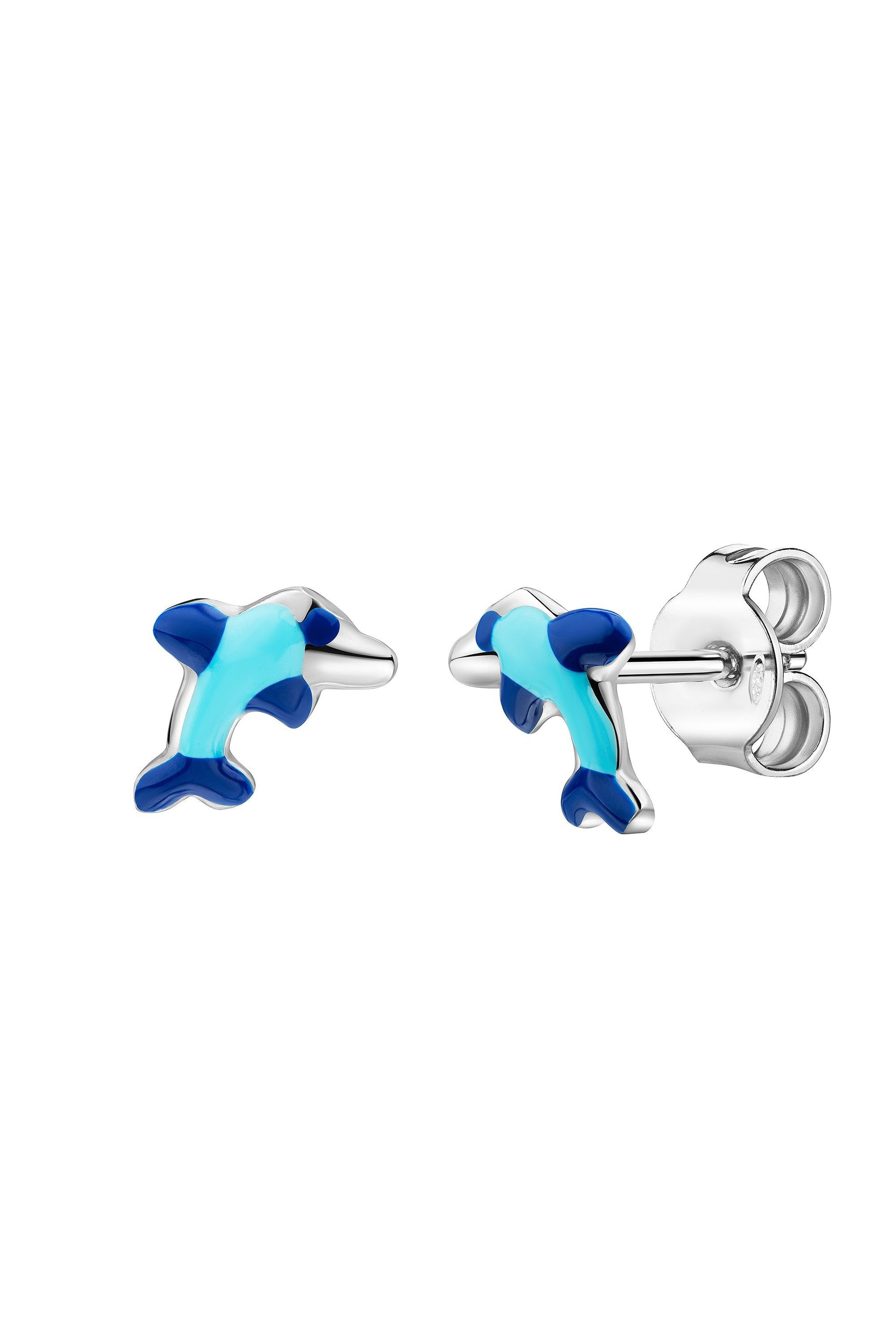 Rhodinierte Scout Ohrringe mit blauem Delfin Motiv aus 925 Sterling Silber