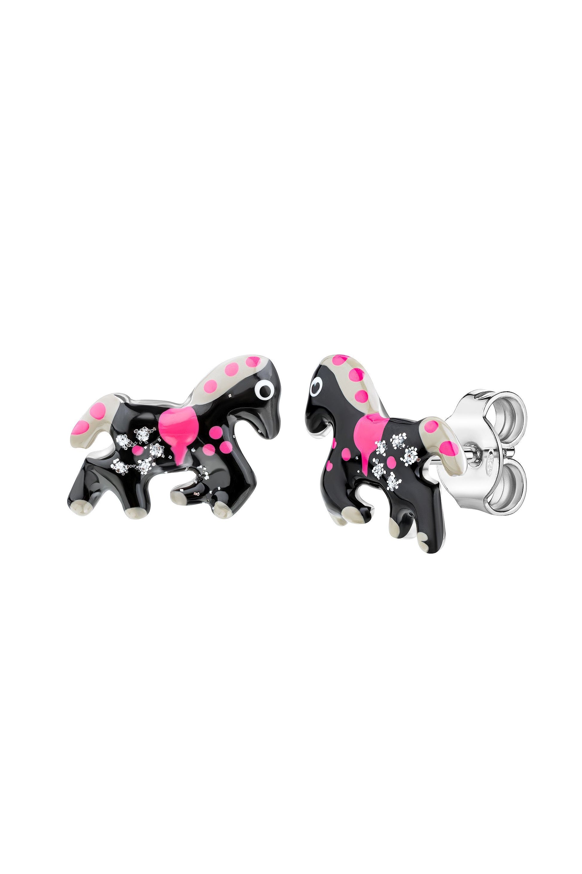 Rhodinierte Scout Ohrringe mit Pferd Motiv aus 925 Sterling Silber