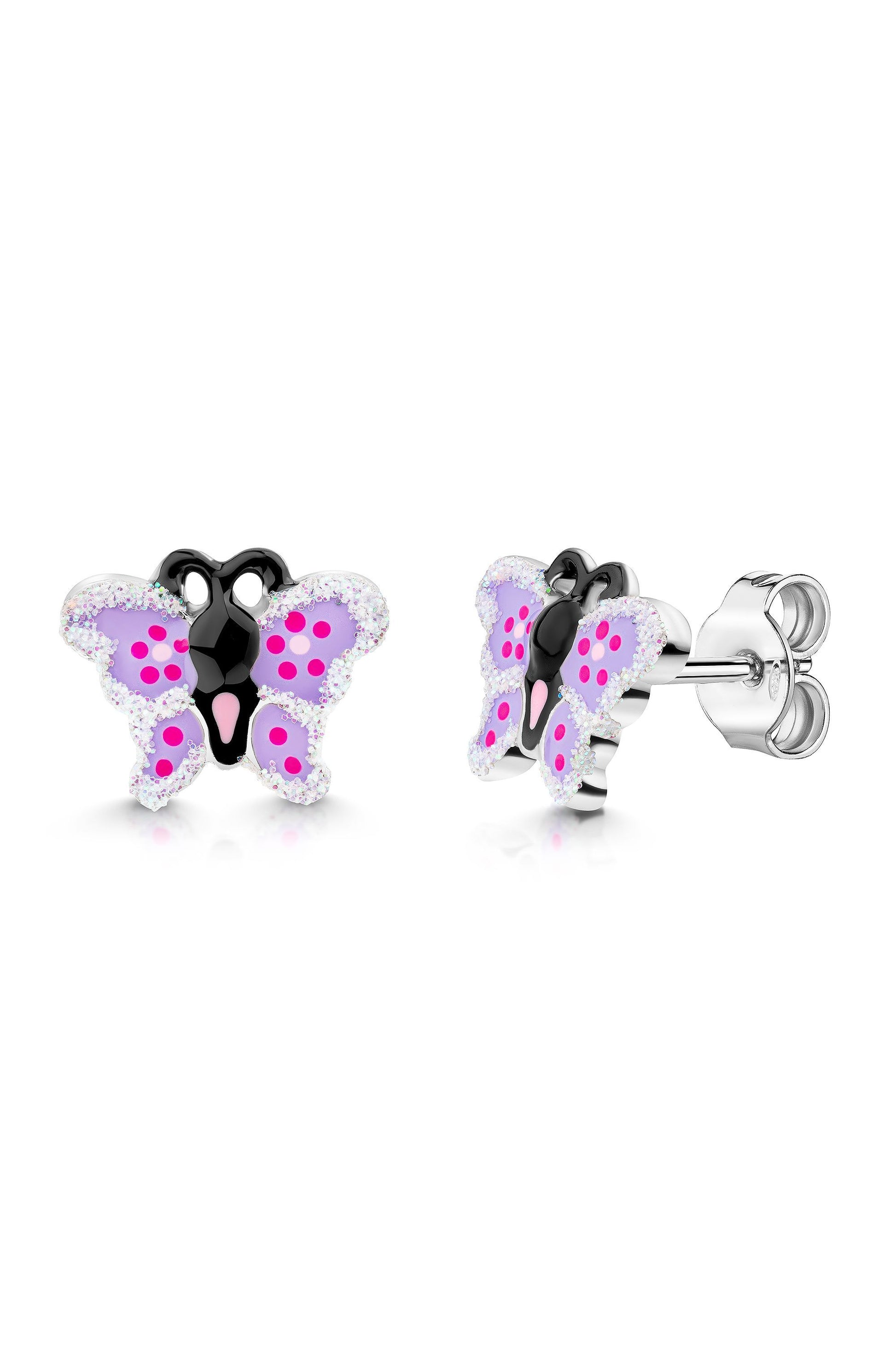Rhodinierte Scout Ohrringe mit lila Schmetterling aus 925 Sterling Silber