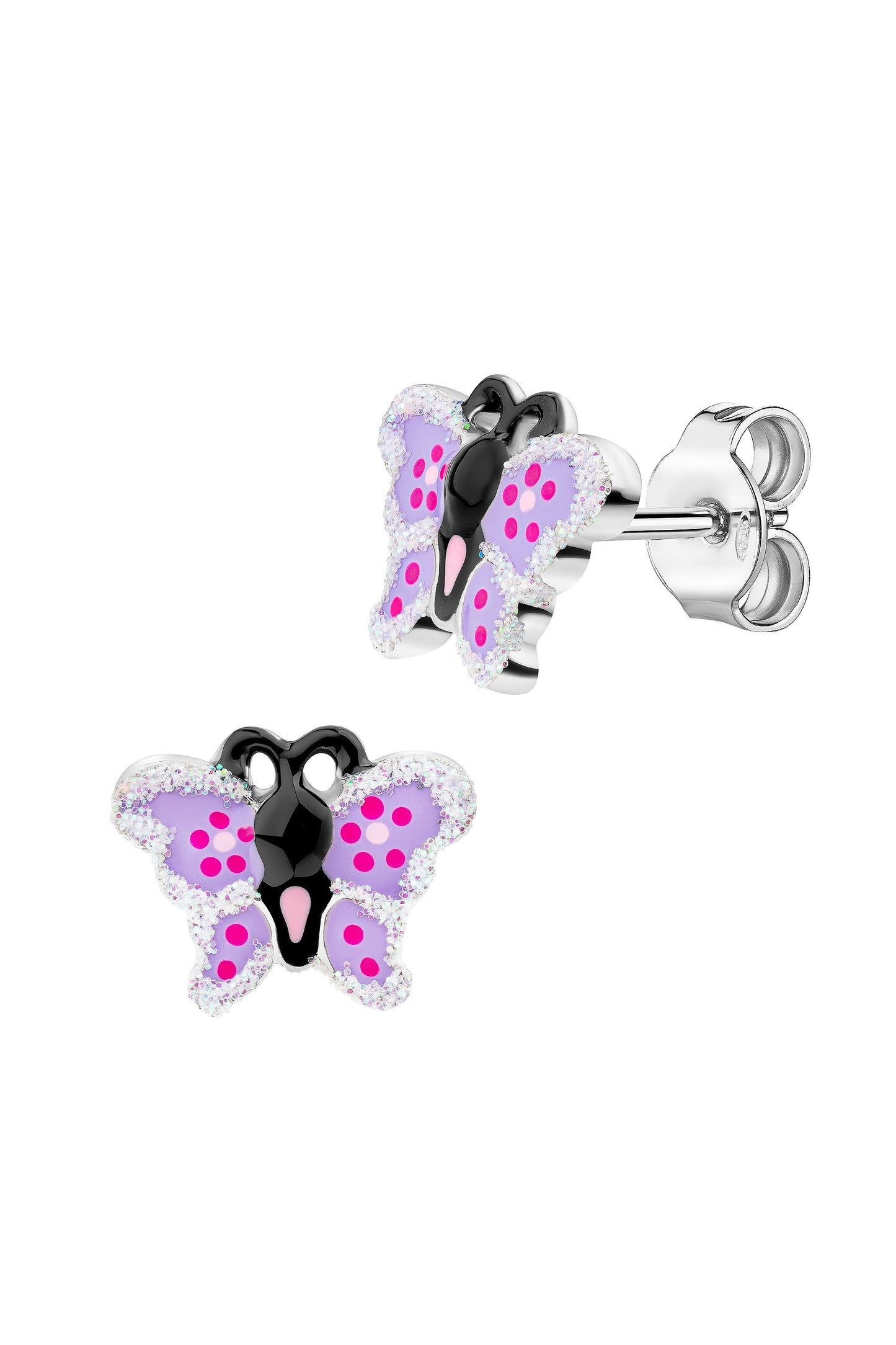 Scout Ohrstecker aus 925 Sterling Silber rhodiniert mit lila Schmetterling Motiv