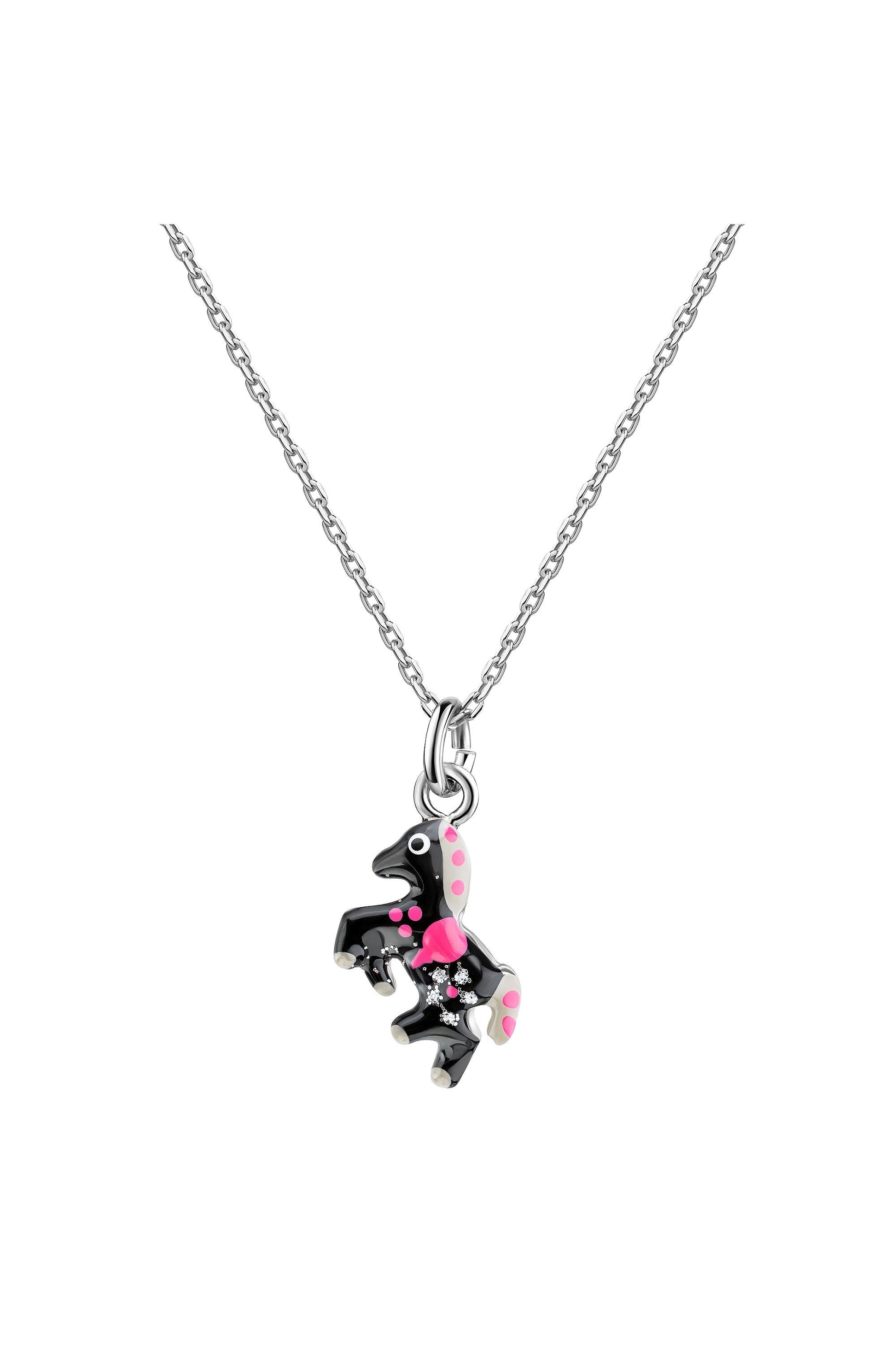 Kinderkette mit Pferd Motiv aus 925 Sterling Silber von Scout in Silber, pink und Schwarz