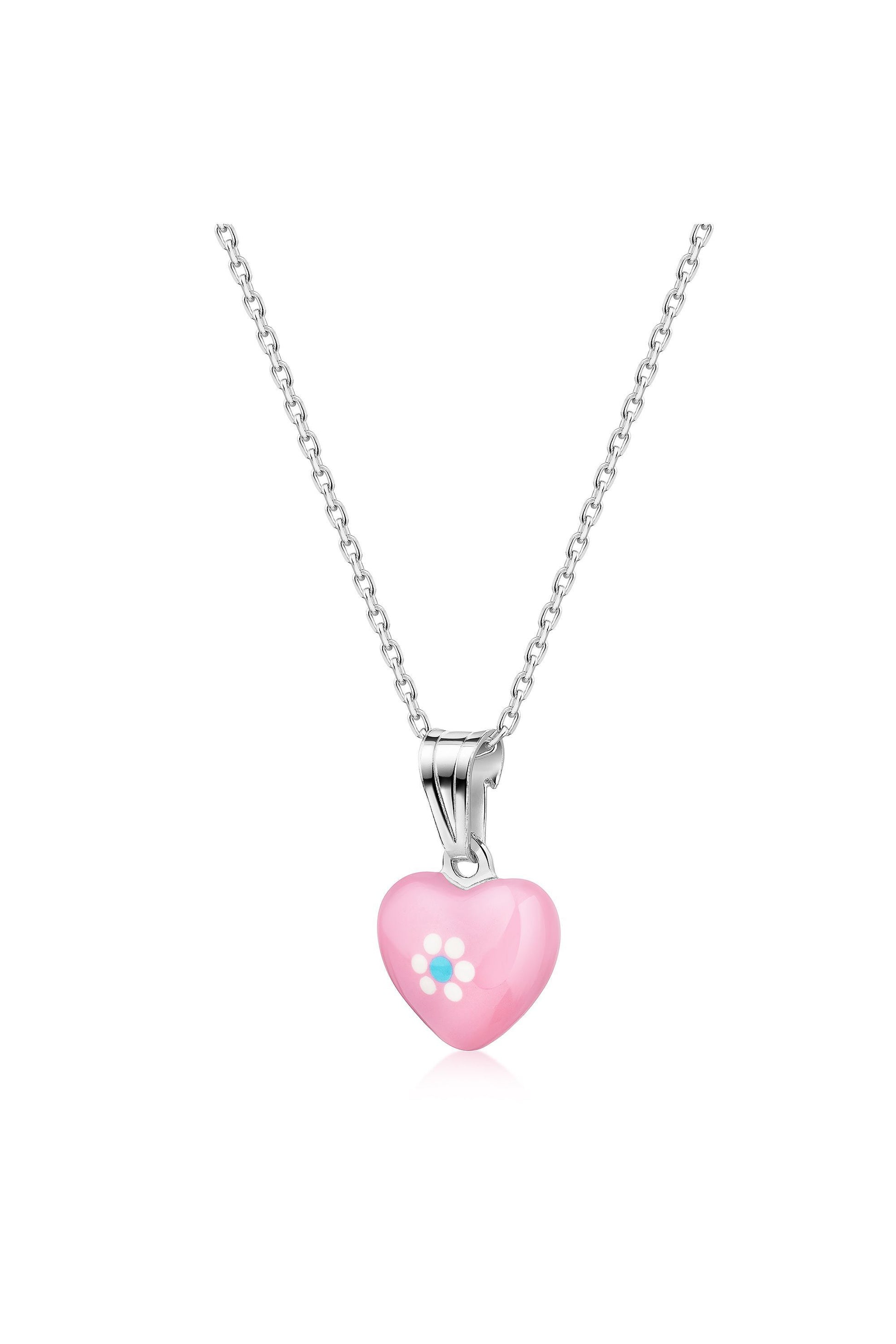 Rhodinierte Scout Halskette mit rosa Herz Anhänger aus 925 Sterling Silber