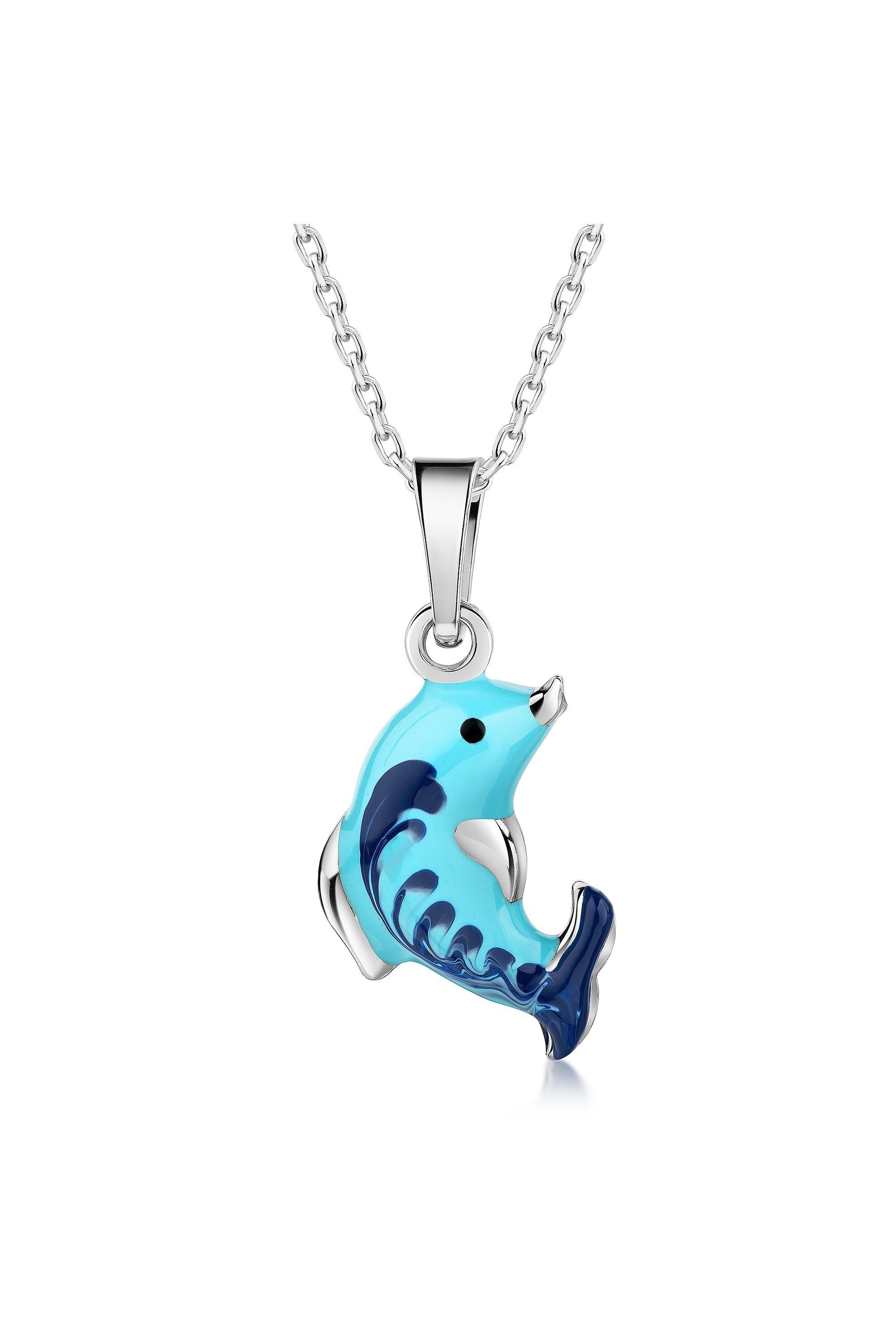Scout Delfin Anhänger mit Kette aus 925 Sterling Silber rhodiniert in Blau