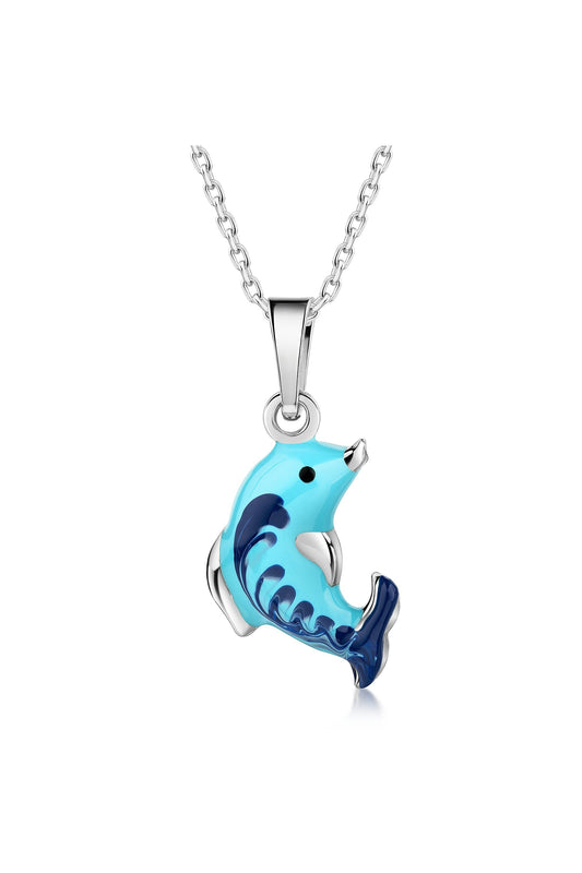 Scout Anhänger mit Kette 925/- Sterling Silber rhodiniert Delfin blau